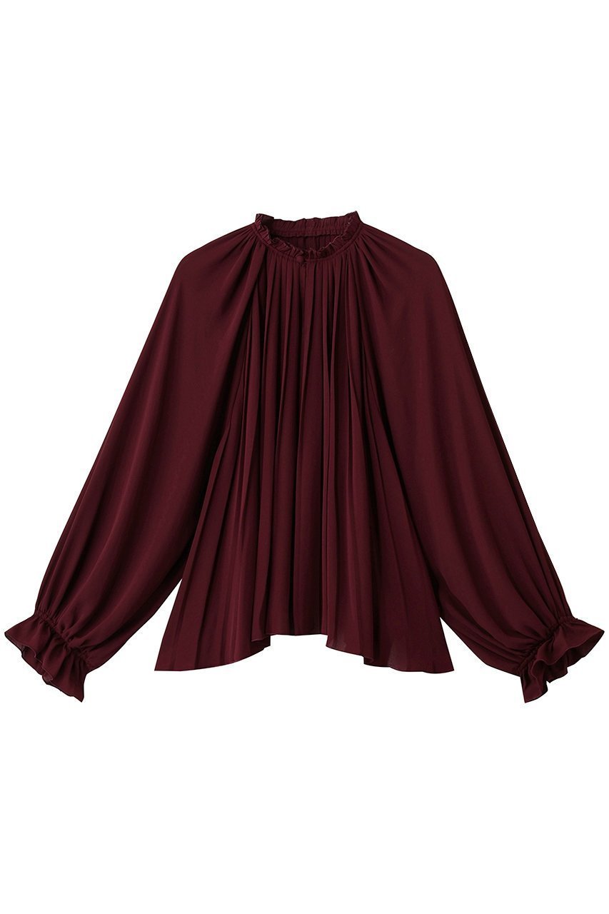 【マルティニーク/martinique】のプリーツブラウス インテリア・キッズ・メンズ・レディースファッション・服の通販 founy(ファニー) 　ファッション　Fashion　レディースファッション　Fashion for Women　トップス・カットソー　Cut & Sew Tops　シャツ・ブラウス・オフィスカジュアル　Elegant Blouses & Button-Ups　エレガント 上品　Elegant　シューズ　Shoes, Footwear　スリーブ　Sleeve, Long Sleeve / Short Sleeve　プリーツ　Pleats, Pleated　ロング　Long, Long-Length　新作・新入荷　New Arrivals / New In　ボルドー|ID: prp329100004684630 ipo3291000000033830633