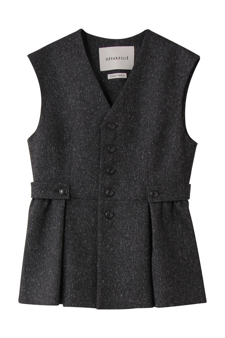 【デパリエ/DEPAREILLE】のネップウールジレ インテリア・キッズ・メンズ・レディースファッション・服の通販 founy(ファニー) 　ファッション　Fashion　レディースファッション　Fashion for Women　アウター　Coat / Outerwear Collection　レディースジャケット・軽アウター　Jackets　シンプル　Simple, Minimal　ジャケット　Jacket, Outerwear　ネップ　Nepp, Slub Yarn　ベスト　Vest, Waistcoat　ペプラム　Peplum, Flared Hem　新作・新入荷　New Arrivals / New In　ブラック|ID: prp329100004684656 ipo3291000000033830854