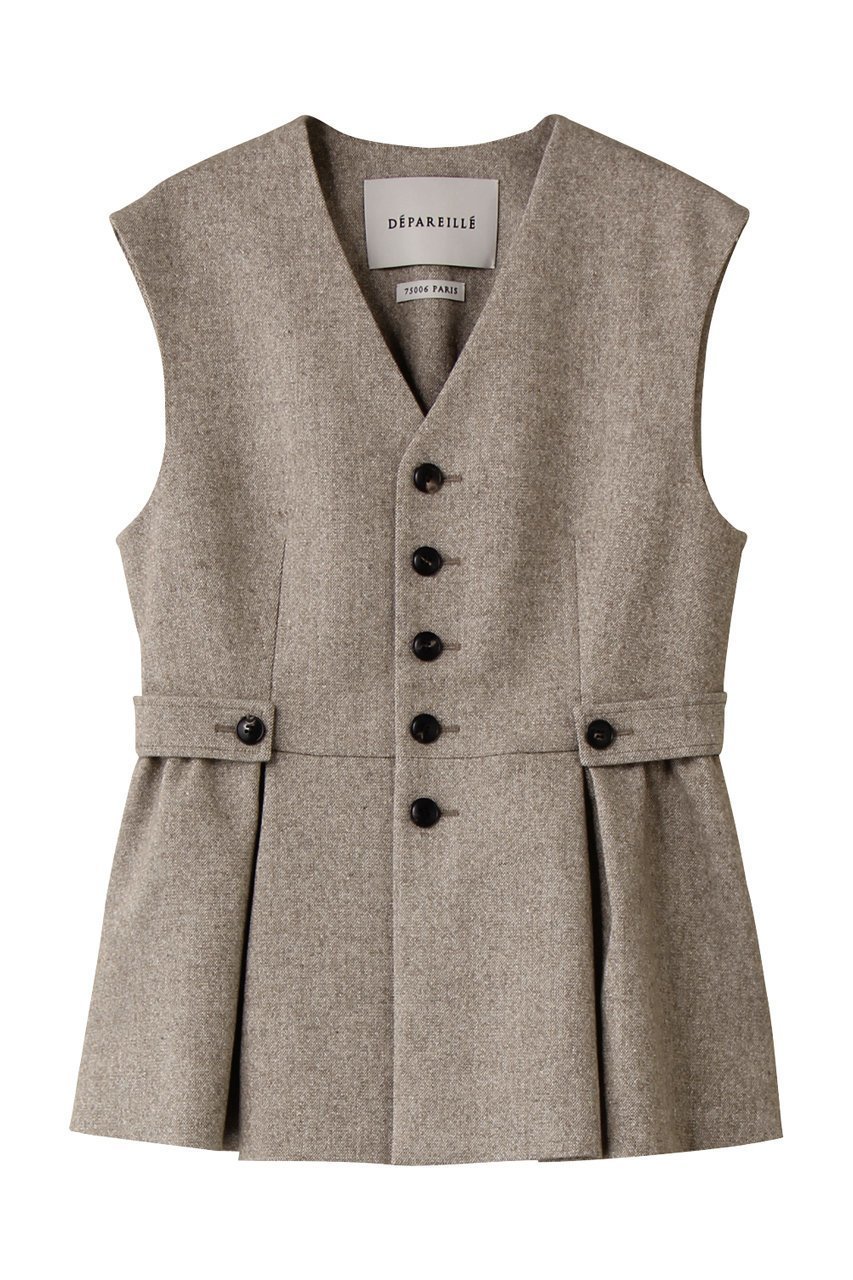 【デパリエ/DEPAREILLE】のネップウールジレ インテリア・キッズ・メンズ・レディースファッション・服の通販 founy(ファニー) 　ファッション　Fashion　レディースファッション　Fashion for Women　アウター　Coat / Outerwear Collection　レディースジャケット・軽アウター　Jackets　シンプル　Simple, Minimal　ジャケット　Jacket, Outerwear　ネップ　Nepp, Slub Yarn　ベスト　Vest, Waistcoat　ペプラム　Peplum, Flared Hem　ベージュ|ID: prp329100004684656 ipo3291000000035415522