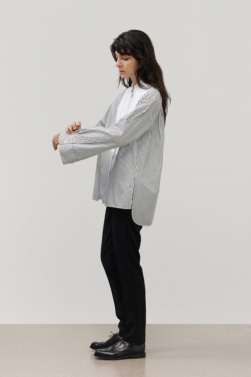 【デパリエ/DEPAREILLE】のコットンノーカラーブザムシャツ 人気、トレンドファッション・服の通販 founy(ファニー)  ファッション Fashion レディースファッション Fashion for Women トップス・カットソー Cut & Sew Tops シャツ・ブラウス・オフィスカジュアル Elegant Blouses & Button-Ups シンプル Simple, Minimal スリット Slit, Slit Detail スリーブ Sleeve, Long Sleeve / Short Sleeve ロング Long, Long-Length エレガント 上品 Elegant other-6|ID: prp329100004684658 ipo3291000000034017029