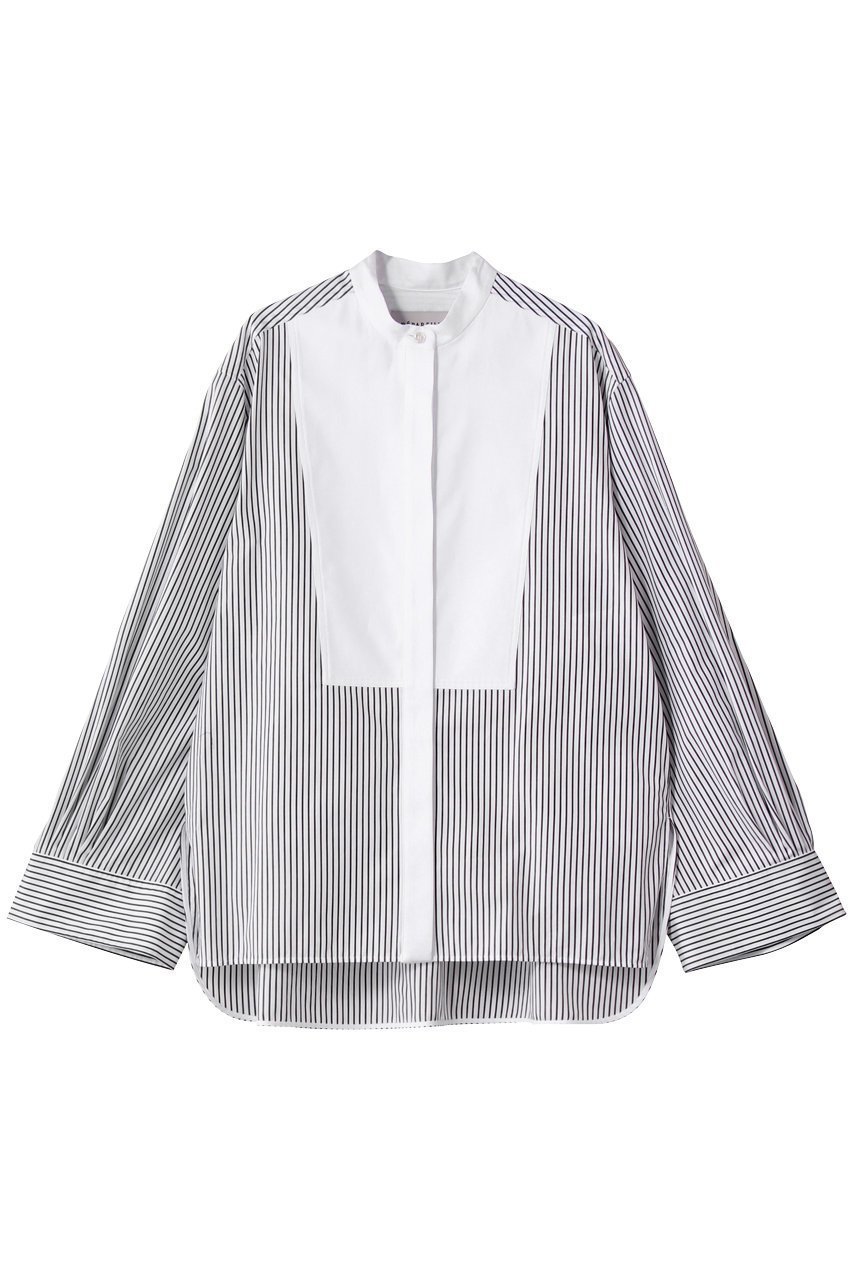 【デパリエ/DEPAREILLE】のコットンノーカラーブザムシャツ 人気、トレンドファッション・服の通販 founy(ファニー) 　ファッション　Fashion　レディースファッション　Fashion for Women　トップス・カットソー　Cut & Sew Tops　シャツ・ブラウス・オフィスカジュアル　Elegant Blouses & Button-Ups　シンプル　Simple, Minimal　スリット　Slit, Slit Detail　スリーブ　Sleeve, Long Sleeve / Short Sleeve　ロング　Long, Long-Length　エレガント 上品　Elegant　 other-1|ID: prp329100004684658 ipo3291000000035784365