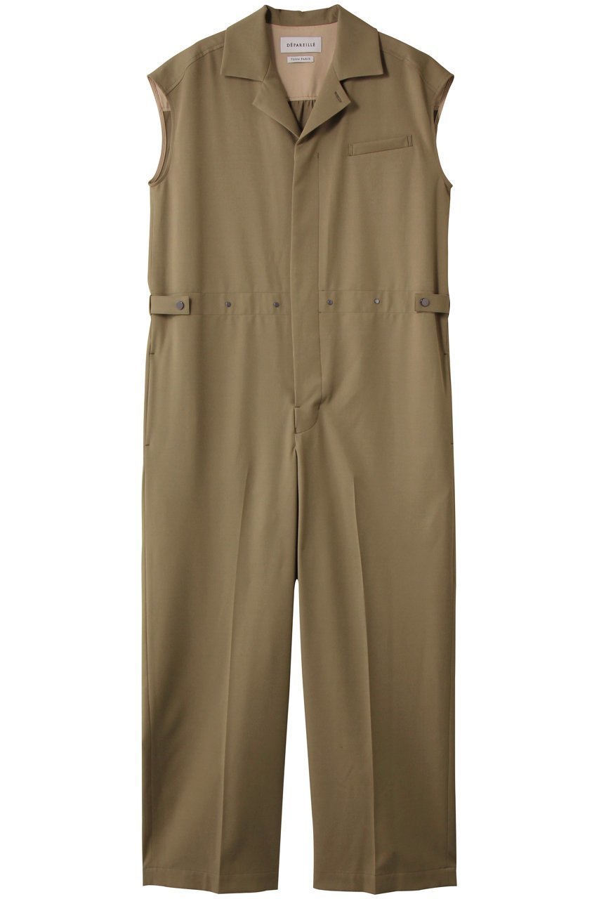 【デパリエ/DEPAREILLE】のウールツイルショートスリーブコンビネゾン インテリア・キッズ・メンズ・レディースファッション・服の通販 founy(ファニー) 　ファッション　Fashion　レディースファッション　Fashion for Women　パンツ　Pants & Trousers　コンビネゾン　Jumpsuit, All-in-One　シューズ　Shoes, Footwear　ツイル　Twist, Twisted Detail　フラット　Flat, Flat Shoes　リラックス　Relax, Relaxed Fit　エレガント 上品　Elegant　ベージュ|ID: prp329100004684660 ipo3291000000035347501