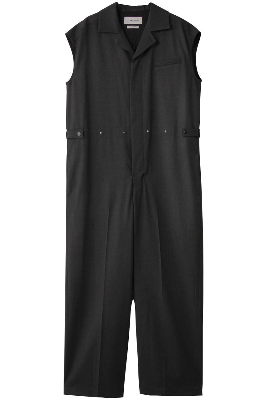 【デパリエ/DEPAREILLE】のウールツイルショートスリーブコンビネゾン インテリア・キッズ・メンズ・レディースファッション・服の通販 founy(ファニー) 　ファッション　Fashion　レディースファッション　Fashion for Women　パンツ　Pants & Trousers　コンビネゾン　Jumpsuit, All-in-One　シューズ　Shoes, Footwear　ツイル　Twist, Twisted Detail　フラット　Flat, Flat Shoes　リラックス　Relax, Relaxed Fit　エレガント 上品　Elegant　チャコールグレー|ID: prp329100004684660 ipo3291000000035347502