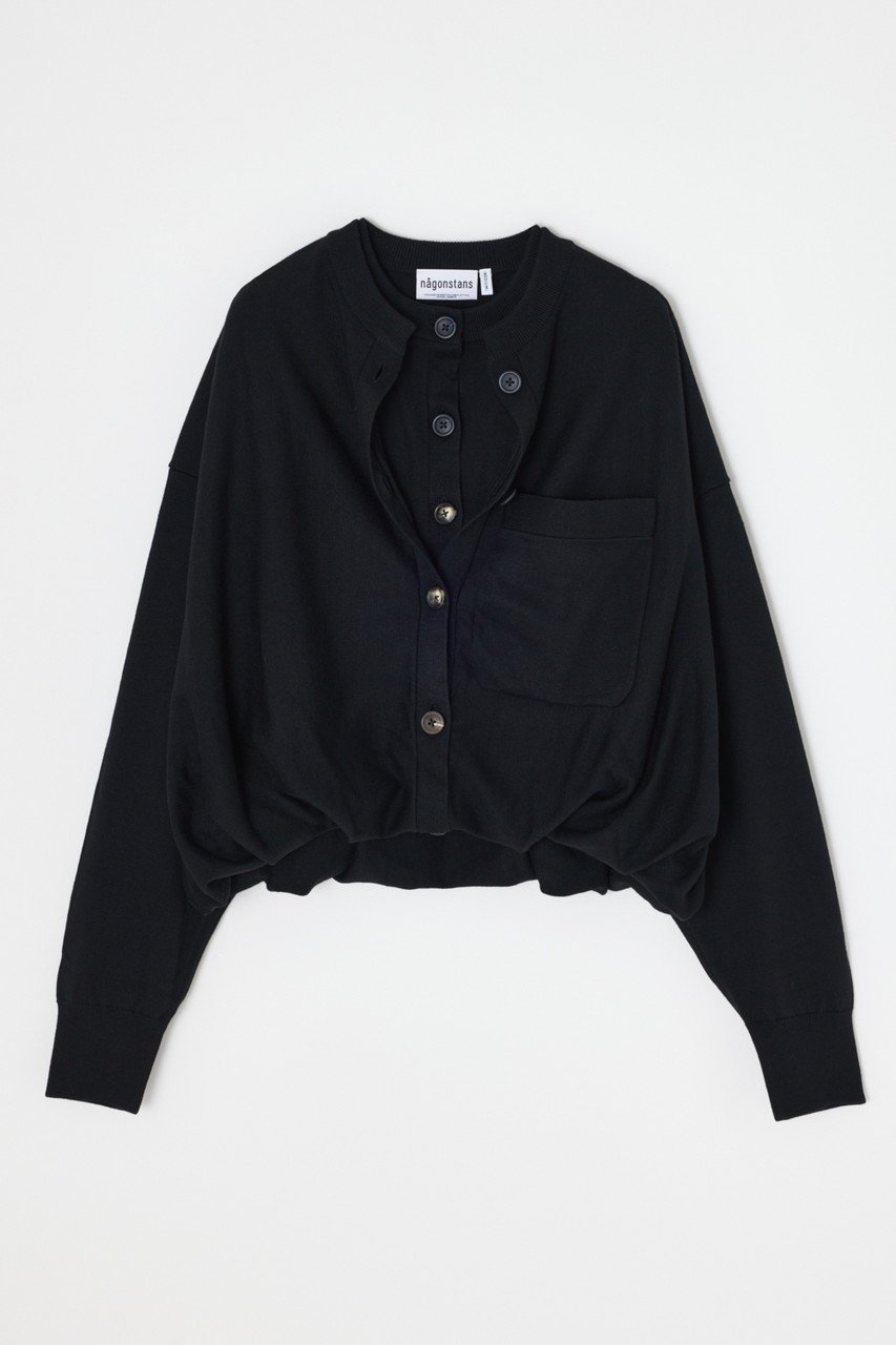 【ナゴンスタンス/nagonstans】のdouble-front cardigan カーディガン インテリア・キッズ・メンズ・レディースファッション・服の通販 founy(ファニー) 　ファッション　Fashion　レディースファッション　Fashion for Women　トップス・カットソー　Cut & Sew Tops　ニット　Knit Tops & Sweaters　カーディガン・羽織り　Layered Style Cardigans　カーディガン　Cardigan, Knitwear　バルーン　Balloon, Balloon Silhouette　新作・新入荷　New Arrivals / New In　Black|ID: prp329100004686295 ipo3291000000033840544