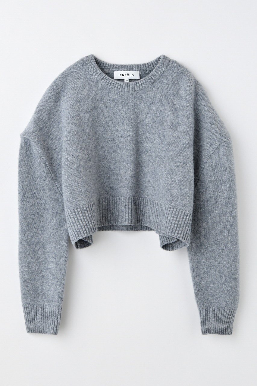 【エンフォルド/ENFOLD】のWIDE SHOULDER CROPPED PULLOVER プルオーバー インテリア・キッズ・メンズ・レディースファッション・服の通販 founy(ファニー) 　ファッション　Fashion　レディースファッション　Fashion for Women　トップス・カットソー　Cut & Sew Tops　ニット　Knit Tops & Sweaters　カジュアルプルオーバー・ニットトップス　Pullovers & Knit Tops / Casual Pullovers　おすすめ　Recommended / Our Picks　シンプル　Simple, Minimal　ワイド　Wide, Wide Fit　トップグレー|ID: prp329100004686299 ipo3291000000035869317