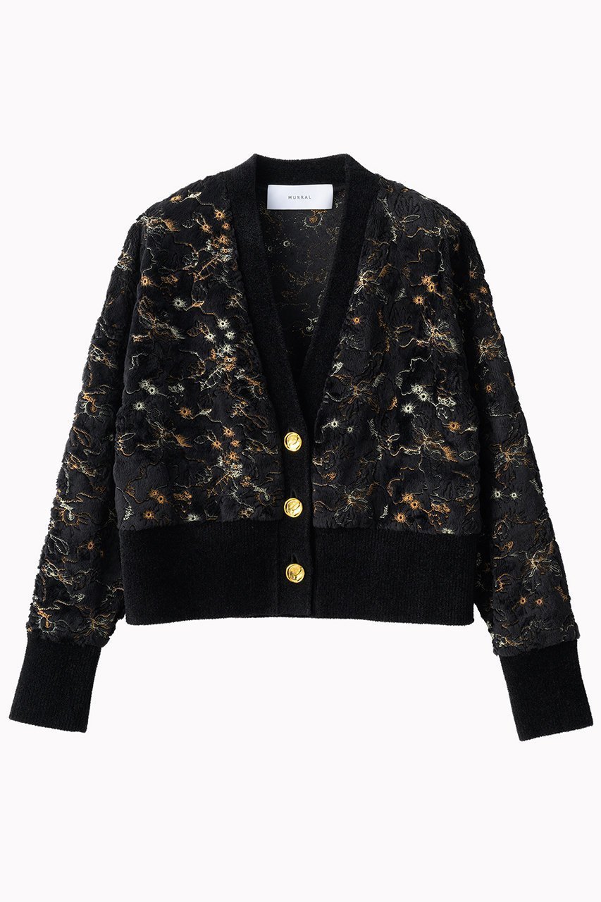 【ミューラル/MURRAL】のCamouflage エンブロイダリー ニットカーディガン インテリア・キッズ・メンズ・レディースファッション・服の通販 founy(ファニー) 　ファッション　Fashion　レディースファッション　Fashion for Women　トップス・カットソー　Cut & Sew Tops　ニット　Knit Tops & Sweaters　カーディガン・羽織り　Layered Style Cardigans　2025年　2025　2025-2026秋冬・A/W　Autumn/Winter 2025–26 AW25–26　エレガント 上品　Elegant　エンブロイダリー　Embroidery Design　カーディガン　Cardigan, Knitwear　クラシカル　Classical, Vintage-Inspired　コレクション　Collection, Seasonal Line　コンパクト　Compact, Small Size　バランス　Balance, Style Balance　新作・新入荷　New Arrivals / New In　A/W・秋冬　Autumn/Winter　ブラック|ID: prp329100004686313 ipo3291000000033840651