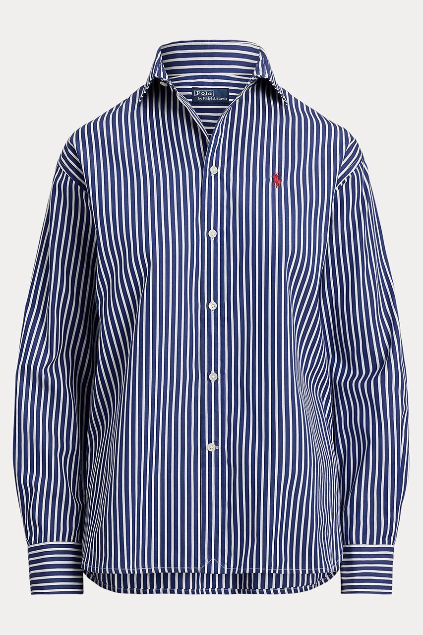 【ラルフローレン/RALPH LAUREN】の【POLO RALPH LAUREN】ストライプド コットン シャツ インテリア・キッズ・メンズ・レディースファッション・服の通販 founy(ファニー) 　ファッション　Fashion　レディースファッション　Fashion for Women　トップス・カットソー　Cut & Sew Tops　シャツ・ブラウス・オフィスカジュアル　Elegant Blouses & Button-Ups　カフス　Cuff Design　ストライプ　Stripe, Striped Pattern　スリーブ　Sleeve, Long Sleeve / Short Sleeve　フィット　Fit, Slim Fit　リラックス　Relax, Relaxed Fit　ロング　Long, Long-Length　エレガント 上品　Elegant　新作・新入荷　New Arrivals / New In　ブルー|ID: prp329100004686383 ipo3291000000033841105