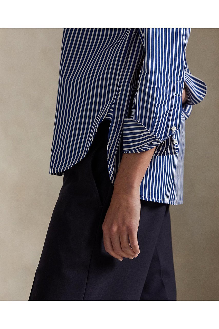 【ラルフローレン/RALPH LAUREN】の【POLO RALPH LAUREN】ストライプド コットン シャツ 人気、トレンドファッション・服の通販 founy(ファニー) 　ファッション　Fashion　レディースファッション　Fashion for Women　トップス・カットソー　Cut & Sew Tops　シャツ・ブラウス・オフィスカジュアル　Elegant Blouses & Button-Ups　カフス　Cuff Design　ストライプ　Stripe, Striped Pattern　スリーブ　Sleeve, Long Sleeve / Short Sleeve　フィット　Fit, Slim Fit　リラックス　Relax, Relaxed Fit　ロング　Long, Long-Length　エレガント 上品　Elegant　新作・新入荷　New Arrivals / New In　other-2|ID: prp329100004686383 ipo3291000000033841107
