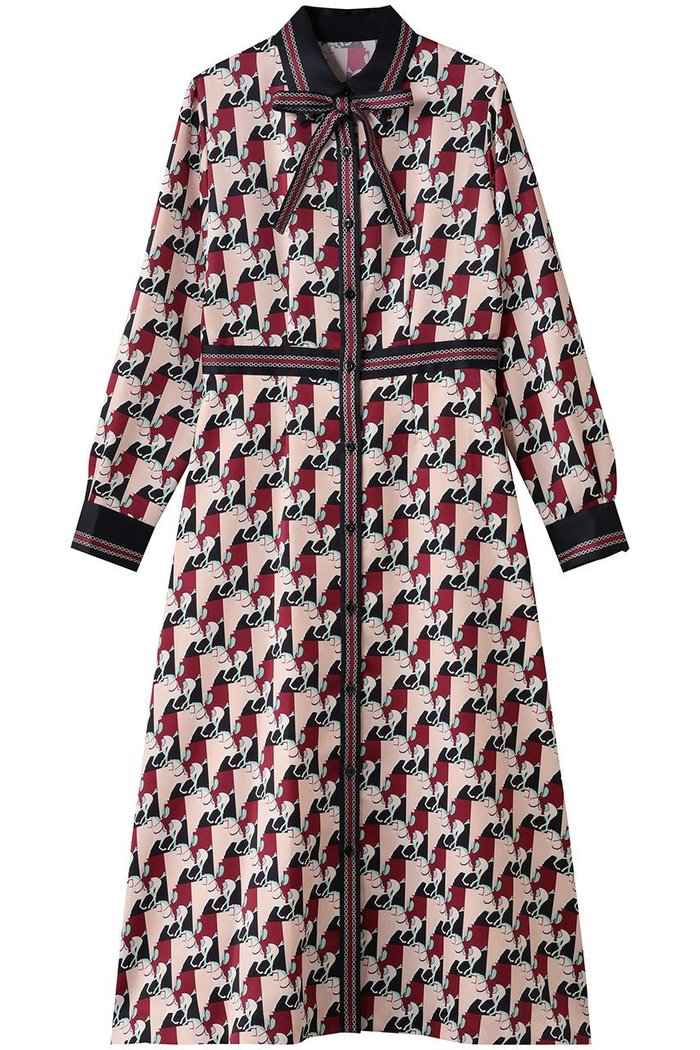 【アルアバイル/allureville】の【Loulou Willoughby】ホースジオメトリックPTシャツワンピース インテリア・キッズ・メンズ・レディースファッション・服の通販 founy(ファニー) https://founy.com/ ファッション Fashion レディースファッション Fashion for Women ワンピース Dresses シャツワンピース / 1枚で着映えコーデ Shirt Dresses チュニック Tunic Tops & Dresses スリーブ Sleeve, Long Sleeve / Short Sleeve チェーン Chain, Chain Strap チュニック Tunic, Long Top プリント Print, Printed Pattern モチーフ Motif, Design Theme ロング Long, Long-Length |ID: prp329100004686390 ipo3291000000035869349