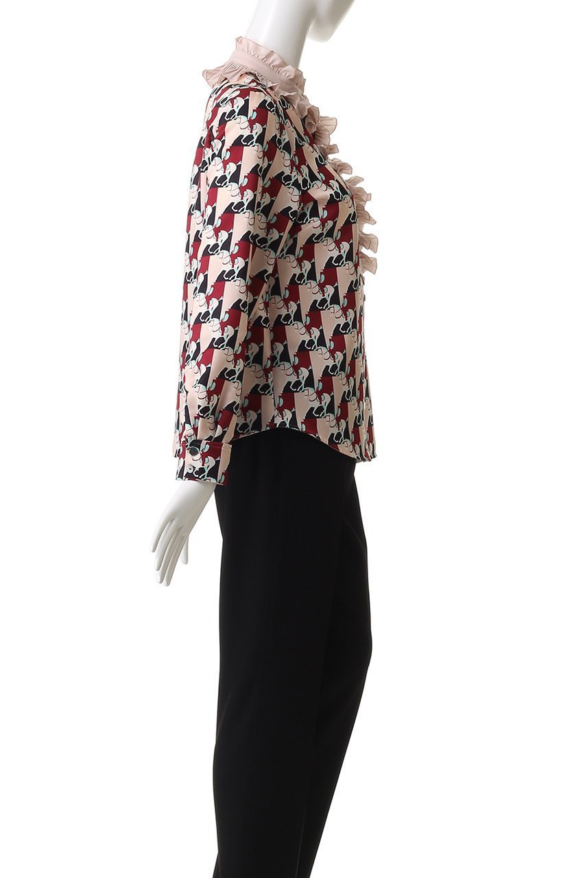 【アルアバイル/allureville】の【Loulou Willoughby】ホースジオメトリックPTブラウス 人気、トレンドファッション・服の通販 founy(ファニー) 　ファッション　Fashion　レディースファッション　Fashion for Women　トップス・カットソー　Cut & Sew Tops　シャツ・ブラウス・オフィスカジュアル　Elegant Blouses & Button-Ups　エレガント 上品　Elegant　シンプル　Simple, Minimal　スリーブ　Sleeve, Long Sleeve / Short Sleeve　フリル　Frill, Ruffle　プリント　Print, Printed Pattern　プリーツ　Pleats, Pleated　モチーフ　Motif, Design Theme　ロング　Long, Long-Length　other-3|ID: prp329100004686392 ipo3291000000035512319