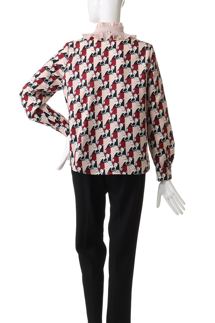 【アルアバイル/allureville】の【Loulou Willoughby】ホースジオメトリックPTブラウス 人気、トレンドファッション・服の通販 founy(ファニー) 　ファッション　Fashion　レディースファッション　Fashion for Women　トップス・カットソー　Cut & Sew Tops　シャツ・ブラウス・オフィスカジュアル　Elegant Blouses & Button-Ups　エレガント 上品　Elegant　シンプル　Simple, Minimal　スリーブ　Sleeve, Long Sleeve / Short Sleeve　フリル　Frill, Ruffle　プリント　Print, Printed Pattern　プリーツ　Pleats, Pleated　モチーフ　Motif, Design Theme　ロング　Long, Long-Length　other-4|ID: prp329100004686392 ipo3291000000035512320