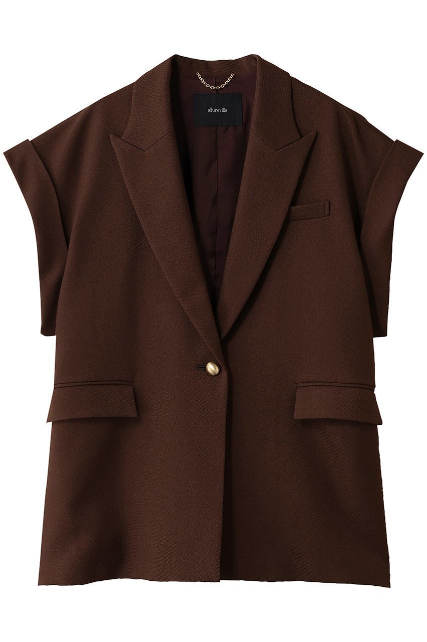 【アルアバイル/allureville】のウールライクポリツイルジレジャケット インテリア・キッズ・メンズ・レディースファッション・服の通販 founy(ファニー) 　ファッション　Fashion　レディースファッション　Fashion for Women　アウター　Coat / Outerwear Collection　レディースジャケット・軽アウター　Jackets　カットソー　Cut and Sewn Top　ジャケット　Jacket, Outerwear　スタイリッシュ　Stylish, Fashionable　ツイル　Twist, Twisted Detail　ベスト　Vest, Waistcoat　ロング　Long, Long-Length　エレガント 上品　Elegant　新作・新入荷　New Arrivals / New In　ブラウン|ID: prp329100004686395 ipo3291000000033841217