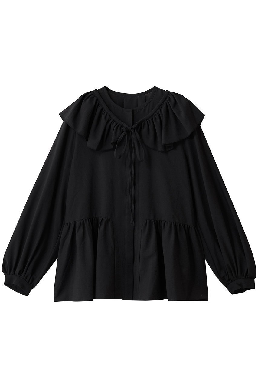 【エリオポール/heliopole】のデタッチャブルフリルブラウス インテリア・キッズ・メンズ・レディースファッション・服の通販 founy(ファニー) 　ファッション　Fashion　レディースファッション　Fashion for Women　トップス・カットソー　Cut & Sew Tops　シャツ・ブラウス・オフィスカジュアル　Elegant Blouses & Button-Ups　ギャザー　Gathered, Ruffled　シアー　Sheer, See-Through　ショルダー　Shoulder, Shoulder Strap　シンプル　Simple, Minimal　スリーブ　Sleeve, Long Sleeve / Short Sleeve　フリル　Frill, Ruffle　フロント　Front, Front Design　ロング　Long, Long-Length　新作・新入荷　New Arrivals / New In　ブラック|ID: prp329100004686398 ipo3291000000033841244