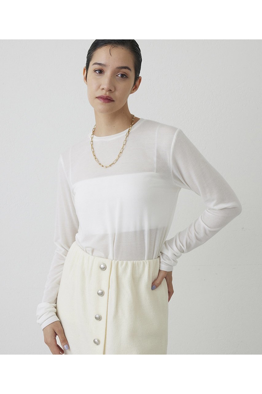 【ウィムガゼット/Whim Gazette】の【THE PAUSE】シアーロンTEE インテリア・キッズ・メンズ・レディースファッション・服の通販 founy(ファニー) 　ファッション　Fashion　レディースファッション　Fashion for Women　トップス・カットソー　Cut & Sew Tops　シャツ・ブラウス・オフィスカジュアル　Elegant Blouses & Button-Ups　ロングTシャツ・Tシャツ　Longline T-Shirts & Tees　カットソー・ベーシックTシャツ　Cut-and-Sewn Tops / Stretch Tees & Basics　おすすめ　Recommended / Our Picks　インナー　Innerwear　カットソー　Cut and Sewn Top　シアー　Sheer, See-Through　シンプル　Simple, Minimal　スリーブ　Sleeve, Long Sleeve / Short Sleeve　ロング　Long, Long-Length　オフホワイト|ID: prp329100004686400 ipo3291000000035616634