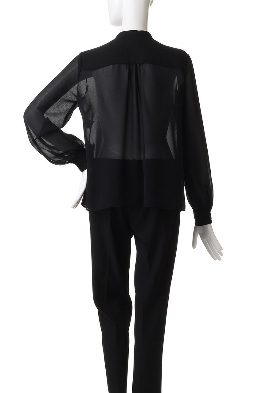 【アナイ/ANAYI】のジョーゼットバイカラーラッフルブラウス 人気、トレンドファッション・服の通販 founy(ファニー) 　ファッション　Fashion　レディースファッション　Fashion for Women　トップス・カットソー　Cut & Sew Tops　シャツ・ブラウス・オフィスカジュアル　Elegant Blouses & Button-Ups　おすすめ　Recommended / Our Picks　エレガント 上品　Elegant　ジョーゼット　Georgette, Semi-Sheer Fabric　スラックス　Slacks, Dress Pants　スリーブ　Sleeve, Long Sleeve / Short Sleeve　デニム　Denim, Jeans Material　ドレープ　Drape, Draping Fabric　パイピング　Piping, Trim Design　フェミニン　Feminine, Girly　ラッフル　Ruffle, Frill　ロング　Long, Long-Length　新作・新入荷　New Arrivals / New In　other-4|ID: prp329100004686407 ipo3291000000033841334