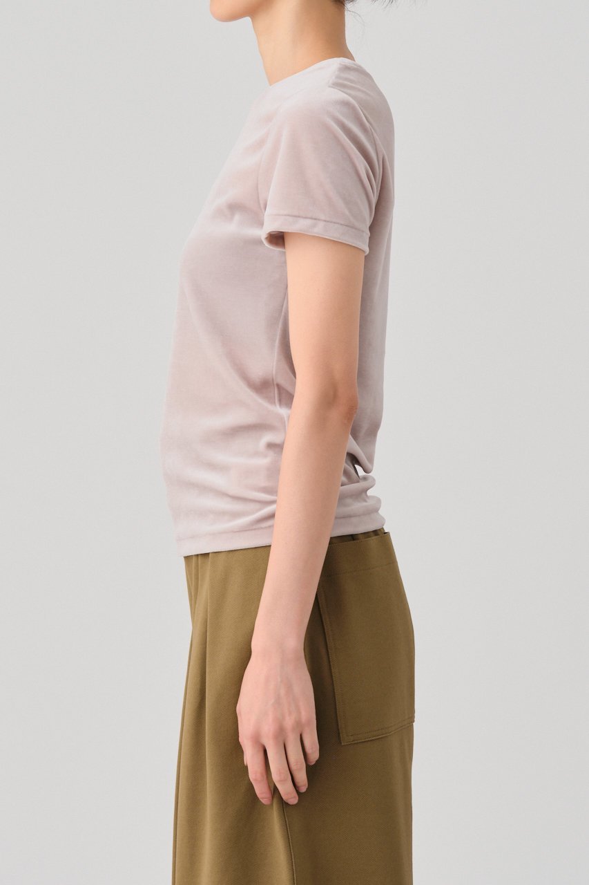 【グッド ピープル グッド ステッチング グッド プロダクト/GOOD PEOPLE GOOD STITCHING GOOD PRODUCT】のベロアクルーネック ショートスリーブTシャツ 人気、トレンドファッション・服の通販 founy(ファニー) 　ファッション　Fashion　レディースファッション　Fashion for Women　トップス・カットソー　Cut & Sew Tops　シャツ・ブラウス・オフィスカジュアル　Elegant Blouses & Button-Ups　ロングTシャツ・Tシャツ　Longline T-Shirts & Tees　カットソー・ベーシックTシャツ　Cut-and-Sewn Tops / Stretch Tees & Basics　ベロアトップス　Velour Tops / Velvet-Look Items　なめらか　Smooth, Silky Texture　ショート　Short, Short Length　ストレッチ　Stretch, Stretchy Fabric　スリーブ　Sleeve, Long Sleeve / Short Sleeve　ドレープ　Drape, Draping Fabric　プレミアム　Premium, High-End　ベロア　Velour, Soft Velvet　エレガント 上品　Elegant　新作・新入荷　New Arrivals / New In　other-4|ID: prp329100004686408 ipo3291000000033841341