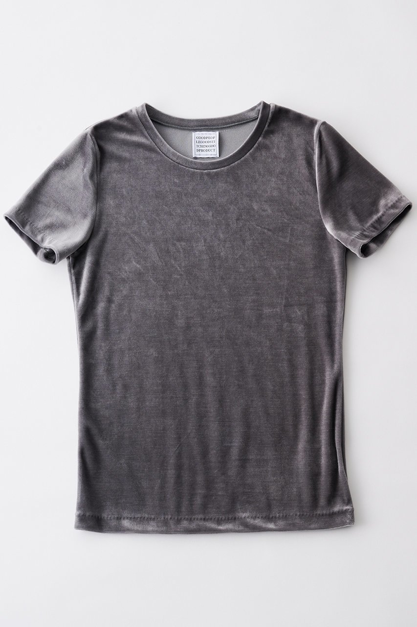 【グッド ピープル グッド ステッチング グッド プロダクト/GOOD PEOPLE GOOD STITCHING GOOD PRODUCT】のベロアクルーネック ショートスリーブTシャツ 人気、トレンドファッション・服の通販 founy(ファニー) 　ファッション　Fashion　レディースファッション　Fashion for Women　トップス・カットソー　Cut & Sew Tops　シャツ・ブラウス・オフィスカジュアル　Elegant Blouses & Button-Ups　ロングTシャツ・Tシャツ　Longline T-Shirts & Tees　カットソー・ベーシックTシャツ　Cut-and-Sewn Tops / Stretch Tees & Basics　ベロアトップス　Velour Tops / Velvet-Look Items　なめらか　Smooth, Silky Texture　ショート　Short, Short Length　ストレッチ　Stretch, Stretchy Fabric　スリーブ　Sleeve, Long Sleeve / Short Sleeve　ドレープ　Drape, Draping Fabric　プレミアム　Premium, High-End　ベロア　Velour, Soft Velvet　エレガント 上品　Elegant　 other-1|ID: prp329100004686408 ipo3291000000035869368