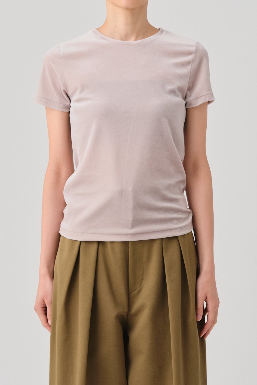 【グッド ピープル グッド ステッチング グッド プロダクト/GOOD PEOPLE GOOD STITCHING GOOD PRODUCT】のベロアクルーネック ショートスリーブTシャツ 人気、トレンドファッション・服の通販 founy(ファニー) 　ファッション　Fashion　レディースファッション　Fashion for Women　トップス・カットソー　Cut & Sew Tops　シャツ・ブラウス・オフィスカジュアル　Elegant Blouses & Button-Ups　ロングTシャツ・Tシャツ　Longline T-Shirts & Tees　カットソー・ベーシックTシャツ　Cut-and-Sewn Tops / Stretch Tees & Basics　ベロアトップス　Velour Tops / Velvet-Look Items　なめらか　Smooth, Silky Texture　ショート　Short, Short Length　ストレッチ　Stretch, Stretchy Fabric　スリーブ　Sleeve, Long Sleeve / Short Sleeve　ドレープ　Drape, Draping Fabric　プレミアム　Premium, High-End　ベロア　Velour, Soft Velvet　エレガント 上品　Elegant　other-6|ID: prp329100004686408 ipo3291000000035869375