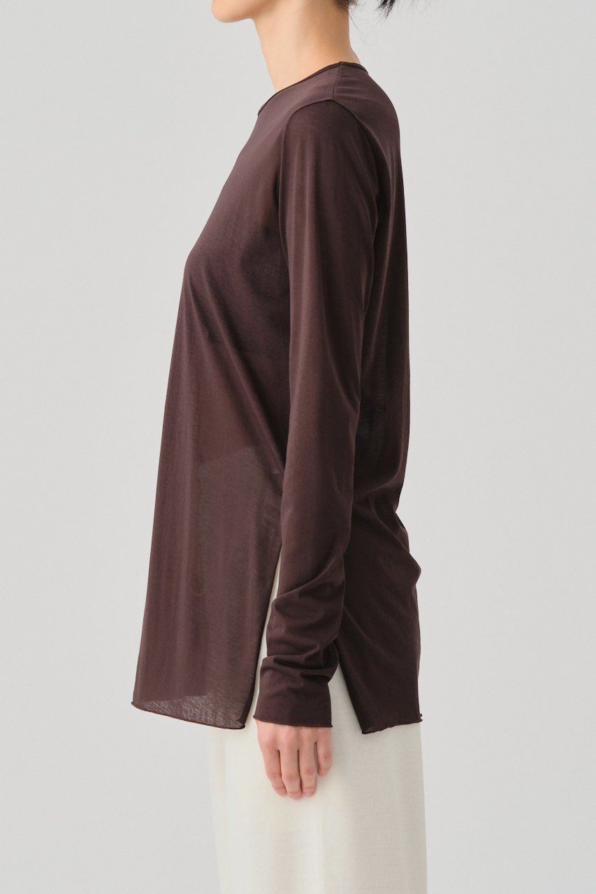【グッド ピープル グッド ステッチング グッド プロダクト/GOOD PEOPLE GOOD STITCHING GOOD PRODUCT】のクルーネック ロングスリーブ Tシャツ 人気、トレンドファッション・服の通販 founy(ファニー) 　ファッション　Fashion　レディースファッション　Fashion for Women　トップス・カットソー　Cut & Sew Tops　シャツ・ブラウス・オフィスカジュアル　Elegant Blouses & Button-Ups　ロングTシャツ・Tシャツ　Longline T-Shirts & Tees　カットソー・ベーシックTシャツ　Cut-and-Sewn Tops / Stretch Tees & Basics　シアー　Sheer, See-Through　ストレッチ　Stretch, Stretchy Fabric　スリット　Slit, Slit Detail　スリーブ　Sleeve, Long Sleeve / Short Sleeve　ロング　Long, Long-Length　定番　Standard, Basic Item　新作・新入荷　New Arrivals / New In　other-4|ID: prp329100004686414 ipo3291000000033841403