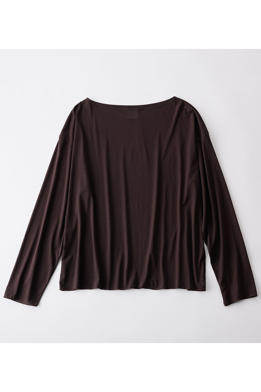 【グッド ピープル グッド ステッチング グッド プロダクト/GOOD PEOPLE GOOD STITCHING GOOD PRODUCT】のボートネック オーバーサイズ Tシャツ インテリア・キッズ・メンズ・レディースファッション・服の通販 founy(ファニー) 　ファッション　Fashion　レディースファッション　Fashion for Women　トップス・カットソー　Cut & Sew Tops　シャツ・ブラウス・オフィスカジュアル　Elegant Blouses & Button-Ups　ロングTシャツ・Tシャツ　Longline T-Shirts & Tees　カットソー・ベーシックTシャツ　Cut-and-Sewn Tops / Stretch Tees & Basics　エアリー　Airy Texture　シアー　Sheer, See-Through　ストレッチ　Stretch, Stretchy Fabric　スリーブ　Sleeve, Long Sleeve / Short Sleeve　ロング　Long, Long-Length　定番　Standard, Basic Item　新作・新入荷　New Arrivals / New In　グレーブラウン|ID: prp329100004686415 ipo3291000000033841409