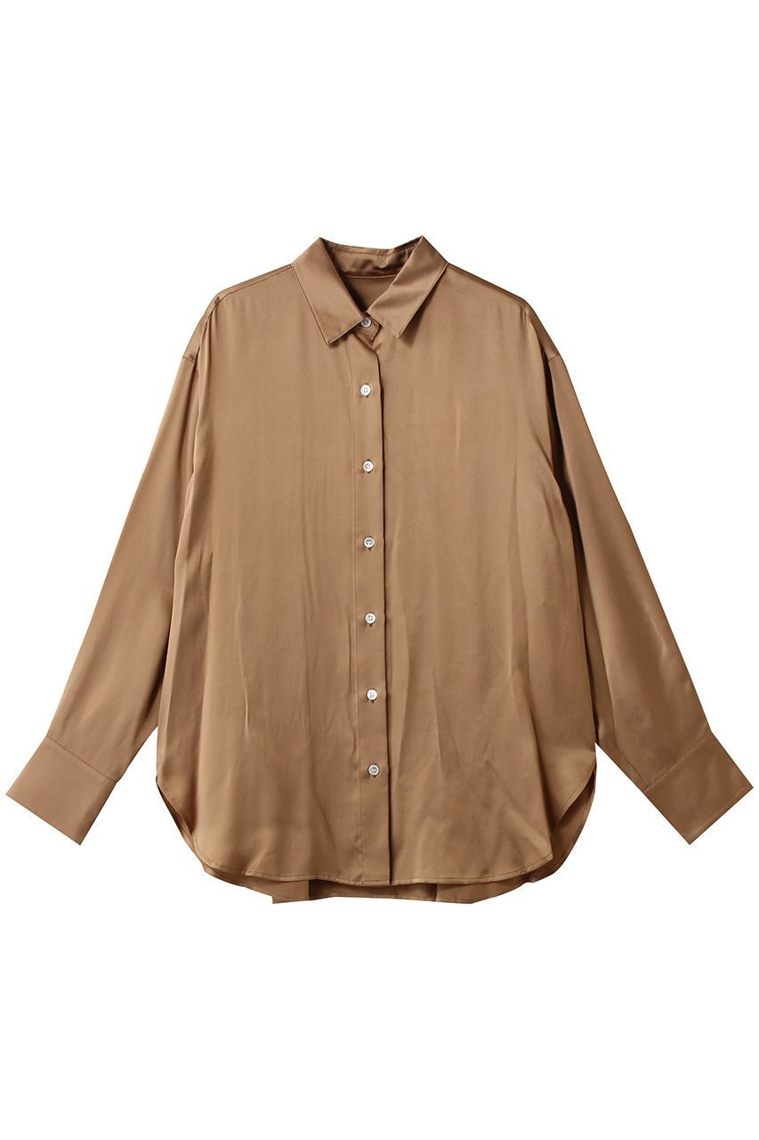 【エステータ/esteta】のシルクサテン シャツ インテリア・キッズ・メンズ・レディースファッション・服の通販 founy(ファニー) 　ファッション　Fashion　レディースファッション　Fashion for Women　トップス・カットソー　Cut & Sew Tops　シャツ・ブラウス・オフィスカジュアル　Elegant Blouses & Button-Ups　なめらか　Smooth, Silky Texture　サテン　Satin, Glossy Fabric　シルク　Silk, 100% Silk　シンプル　Simple, Minimal　スリーブ　Sleeve, Long Sleeve / Short Sleeve　ベーシック　Basic, Essential　ラグジュアリー　Luxury, Elegant　ロング　Long, Long-Length　エレガント 上品　Elegant　新作・新入荷　New Arrivals / New In　キャメル|ID: prp329100004686416 ipo3291000000033841419