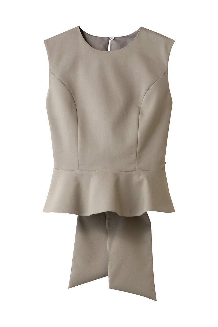 【エステータ/esteta】のライトダブルクロス バックリボン ペプラムトップス インテリア・キッズ・メンズ・レディースファッション・服の通販 founy(ファニー) 　ファッション　Fashion　レディースファッション　Fashion for Women　トップス・カットソー　Cut & Sew Tops　キャミソール&ノースリーブ　Camisoles & Sleeveless Tops　シャツ・ブラウス・オフィスカジュアル　Elegant Blouses & Button-Ups　コンパクト　Compact, Small Size　スラックス　Slacks, Dress Pants　ダウン　Down, Puffer　デニム　Denim, Jeans Material　ドレープ　Drape, Draping Fabric　ノースリーブ　Sleeveless, No-Sleeve　ペプラム　Peplum, Flared Hem　リボン　Ribbon, Bow　ベージュ|ID: prp329100004686418 ipo3291000000035512353