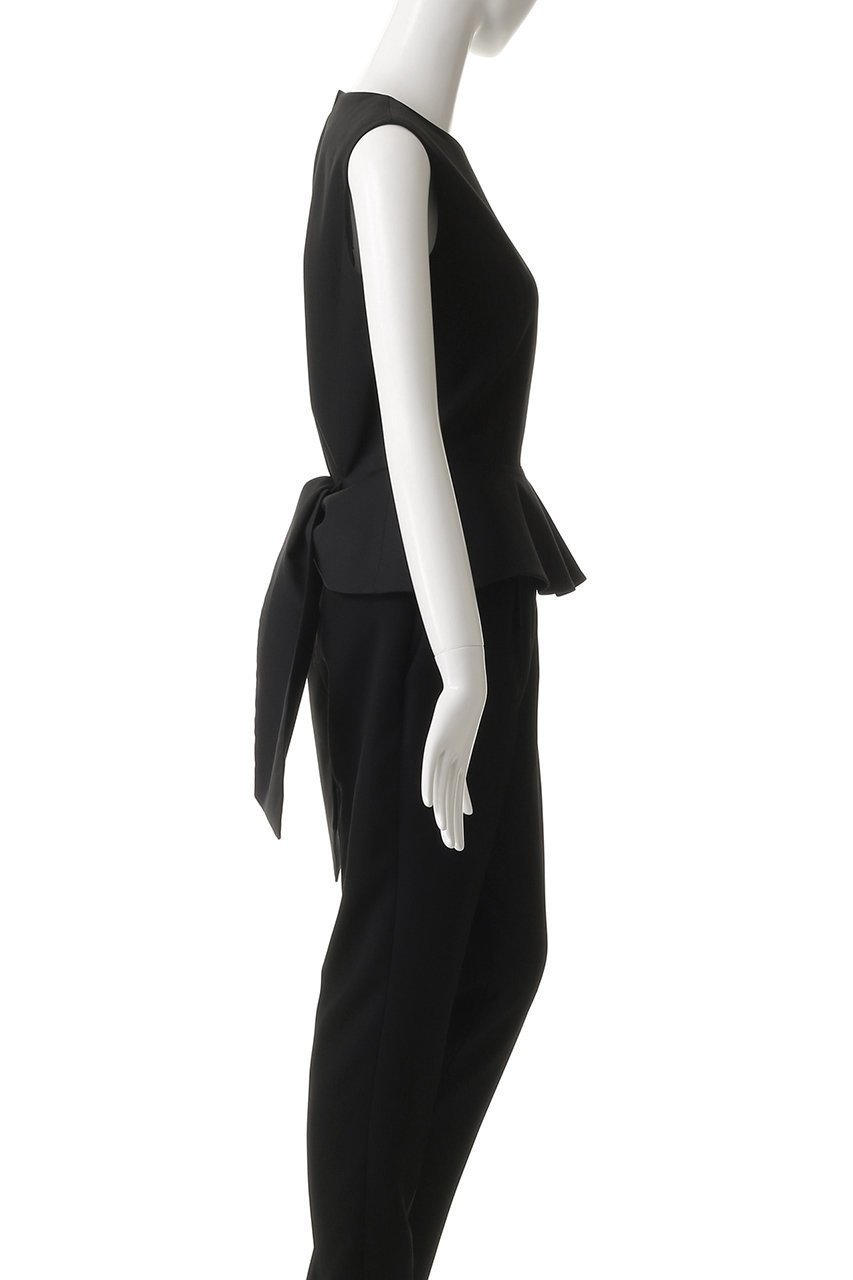 【エステータ/esteta】のライトダブルクロス バックリボン ペプラムトップス 人気、トレンドファッション・服の通販 founy(ファニー) 　ファッション　Fashion　レディースファッション　Fashion for Women　トップス・カットソー　Cut & Sew Tops　キャミソール&ノースリーブ　Camisoles & Sleeveless Tops　シャツ・ブラウス・オフィスカジュアル　Elegant Blouses & Button-Ups　コンパクト　Compact, Small Size　スラックス　Slacks, Dress Pants　ダウン　Down, Puffer　デニム　Denim, Jeans Material　ドレープ　Drape, Draping Fabric　ノースリーブ　Sleeveless, No-Sleeve　ペプラム　Peplum, Flared Hem　リボン　Ribbon, Bow　other-3|ID: prp329100004686418 ipo3291000000035512356