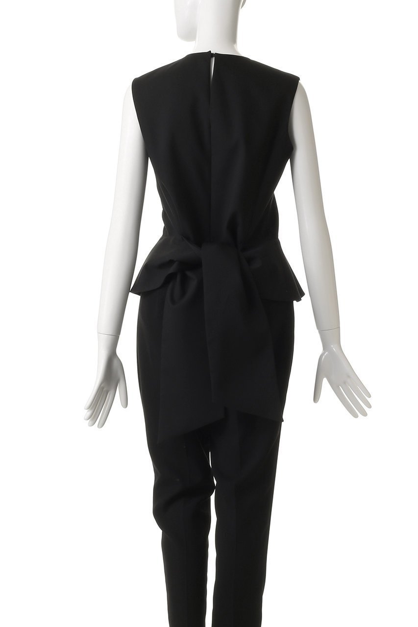 【エステータ/esteta】のライトダブルクロス バックリボン ペプラムトップス 人気、トレンドファッション・服の通販 founy(ファニー) 　ファッション　Fashion　レディースファッション　Fashion for Women　トップス・カットソー　Cut & Sew Tops　キャミソール&ノースリーブ　Camisoles & Sleeveless Tops　シャツ・ブラウス・オフィスカジュアル　Elegant Blouses & Button-Ups　コンパクト　Compact, Small Size　スラックス　Slacks, Dress Pants　ダウン　Down, Puffer　デニム　Denim, Jeans Material　ドレープ　Drape, Draping Fabric　ノースリーブ　Sleeveless, No-Sleeve　ペプラム　Peplum, Flared Hem　リボン　Ribbon, Bow　other-4|ID: prp329100004686418 ipo3291000000035512357