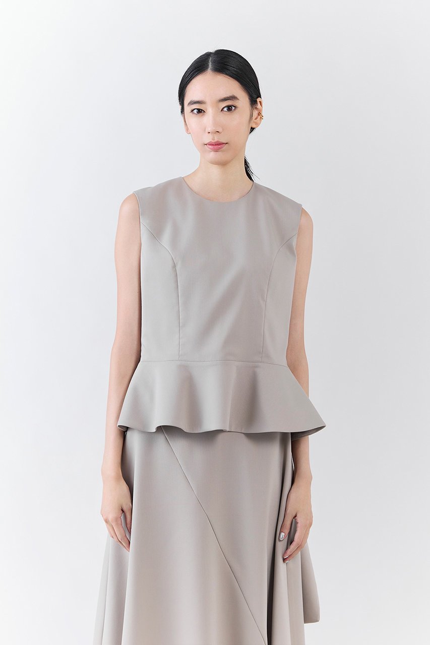 【エステータ/esteta】のライトダブルクロス バックリボン ペプラムトップス 人気、トレンドファッション・服の通販 founy(ファニー) 　ファッション　Fashion　レディースファッション　Fashion for Women　トップス・カットソー　Cut & Sew Tops　キャミソール&ノースリーブ　Camisoles & Sleeveless Tops　シャツ・ブラウス・オフィスカジュアル　Elegant Blouses & Button-Ups　コンパクト　Compact, Small Size　スラックス　Slacks, Dress Pants　ダウン　Down, Puffer　デニム　Denim, Jeans Material　ドレープ　Drape, Draping Fabric　ノースリーブ　Sleeveless, No-Sleeve　ペプラム　Peplum, Flared Hem　リボン　Ribbon, Bow　other-8|ID: prp329100004686418 ipo3291000000035512361