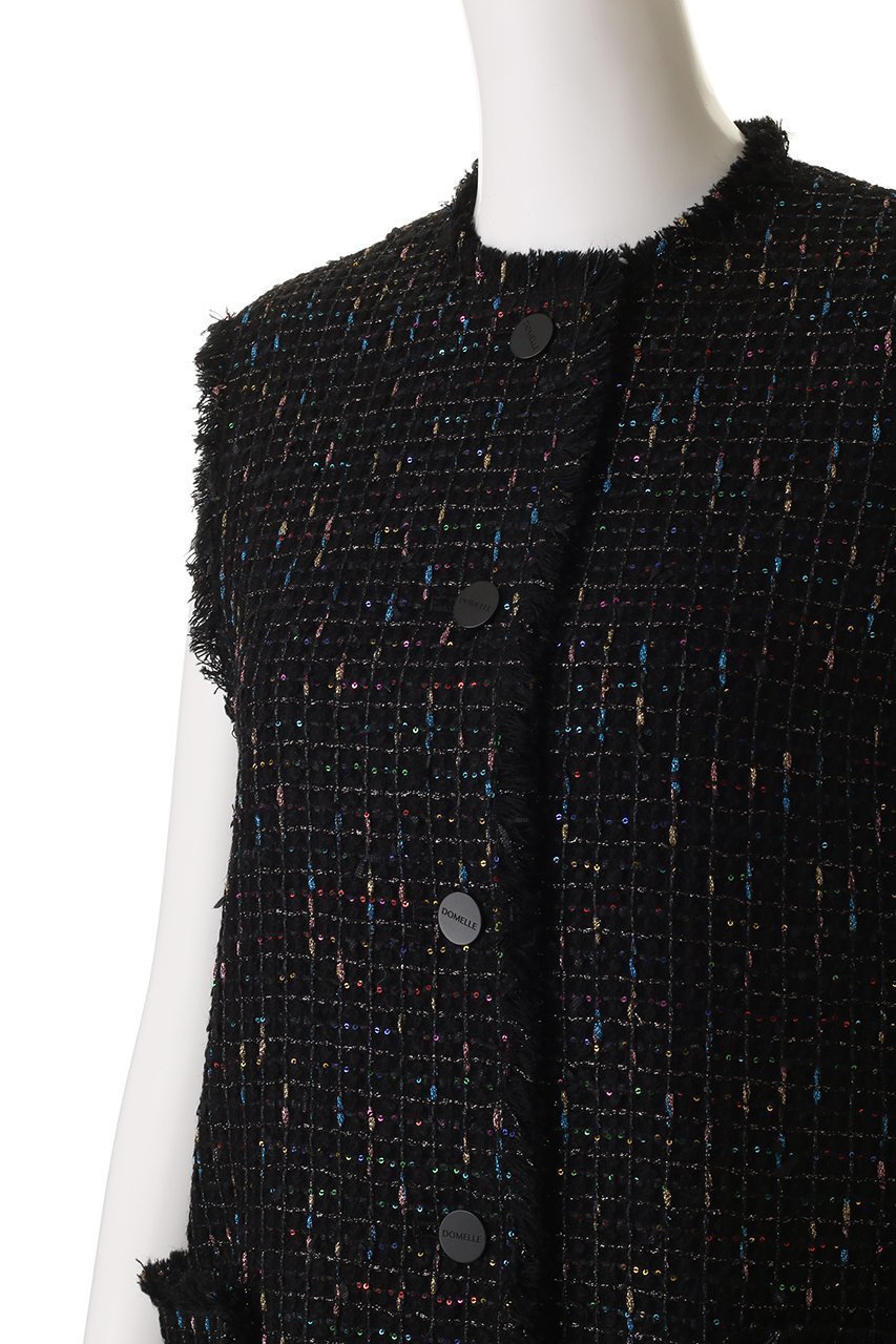 【ドメル/DOMELLE】のLINTON スパンコール ベスト 人気、トレンドファッション・服の通販 founy(ファニー) 　ファッション　Fashion　レディースファッション　Fashion for Women　アウター　Coat / Outerwear Collection　レディースジャケット・軽アウター　Jackets　クール　Cool, Chic　ジャケット　Jacket, Outerwear　スパンコール　Sequins, Sequin Embellishment　ツイード　Twill, Twill Weave　ドレス　Dress, One-Piece　ハーフ　Half, Half-Length　バランス　Balance, Style Balance　フリンジ　Fringe, Tassel　ベスト　Vest, Waistcoat　ミックス　Mix, Mixed Style　メタル　Metal, Metal Parts　ワッフル　Waffle, Waffle Knit　新作・新入荷　New Arrivals / New In　other-5|ID: prp329100004686419 ipo3291000000033841443