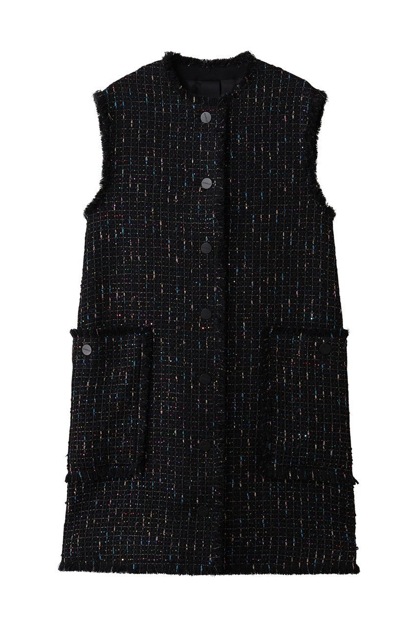 【ドメル/DOMELLE】のLINTON スパンコール ベスト インテリア・キッズ・メンズ・レディースファッション・服の通販 founy(ファニー) 　ファッション　Fashion　レディースファッション　Fashion for Women　アウター　Coat / Outerwear Collection　レディースジャケット・軽アウター　Jackets　クール　Cool, Chic　ジャケット　Jacket, Outerwear　スパンコール　Sequins, Sequin Embellishment　ツイード　Twill, Twill Weave　ドレス　Dress, One-Piece　ハーフ　Half, Half-Length　バランス　Balance, Style Balance　フリンジ　Fringe, Tassel　ベスト　Vest, Waistcoat　ミックス　Mix, Mixed Style　メタル　Metal, Metal Parts　ワッフル　Waffle, Waffle Knit　ブラック|ID: prp329100004686419 ipo3291000000036134672