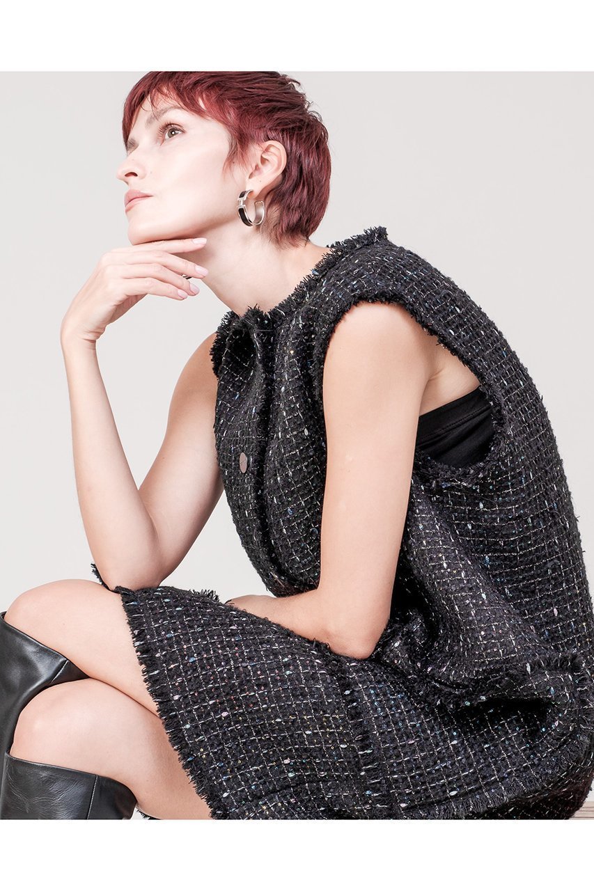 【ドメル/DOMELLE】のLINTON スパンコール ベスト 人気、トレンドファッション・服の通販 founy(ファニー) 　ファッション　Fashion　レディースファッション　Fashion for Women　アウター　Coat / Outerwear Collection　レディースジャケット・軽アウター　Jackets　クール　Cool, Chic　ジャケット　Jacket, Outerwear　スパンコール　Sequins, Sequin Embellishment　ツイード　Twill, Twill Weave　ドレス　Dress, One-Piece　ハーフ　Half, Half-Length　バランス　Balance, Style Balance　フリンジ　Fringe, Tassel　ベスト　Vest, Waistcoat　ミックス　Mix, Mixed Style　メタル　Metal, Metal Parts　ワッフル　Waffle, Waffle Knit　other-8|ID: prp329100004686419 ipo3291000000036134679