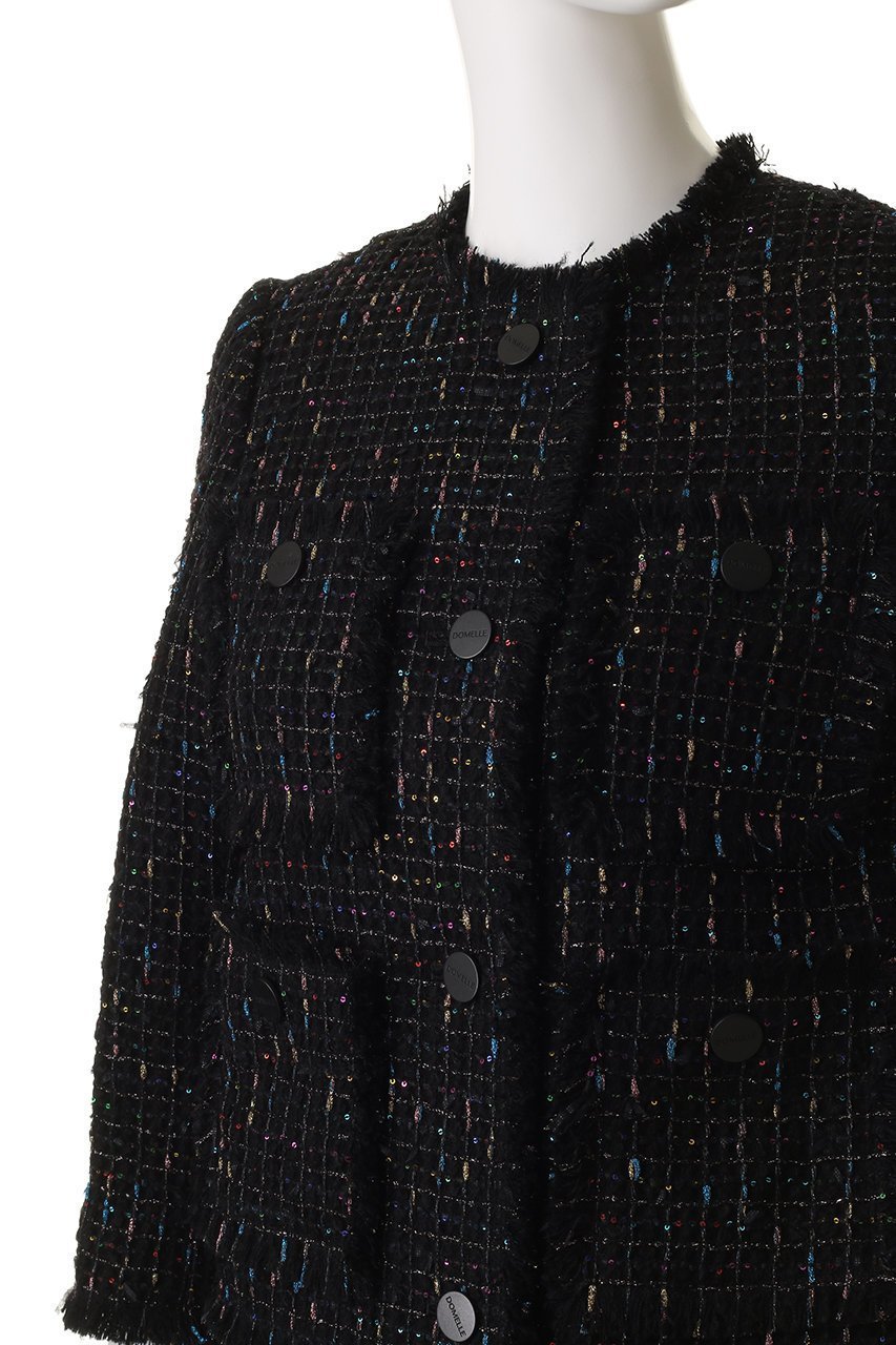 【ドメル/DOMELLE】のLINTON スパンコール ジャケット 人気、トレンドファッション・服の通販 founy(ファニー) 　ファッション　Fashion　レディースファッション　Fashion for Women　アウター　Coat / Outerwear Collection　レディースジャケット・軽アウター　Jackets　クラシック　Classic, Timeless Style　コンパクト　Compact, Small Size　ジャケット　Jacket, Outerwear　ストレート　Straight, Straight Cut　スパンコール　Sequins, Sequin Embellishment　セットアップ　Set-Up, Coordinated Outfit　ツイード　Twill, Twill Weave　ドレス　Dress, One-Piece　フリンジ　Fringe, Tassel　メタル　Metal, Metal Parts　ワッフル　Waffle, Waffle Knit　新作・新入荷　New Arrivals / New In　other-5|ID: prp329100004686420 ipo3291000000033841452