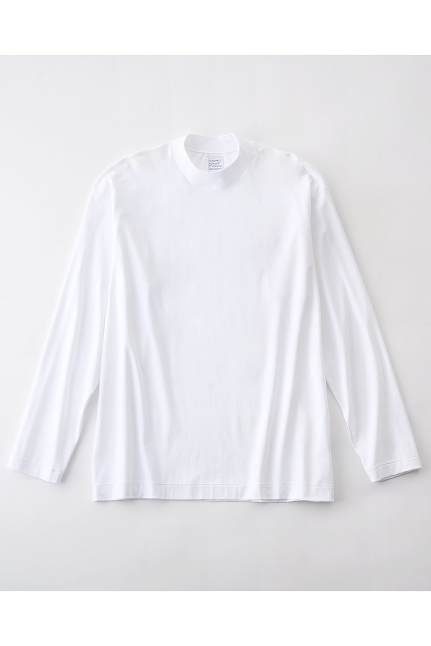 【グッド ピープル グッド ステッチング グッド プロダクト/GOOD PEOPLE GOOD STITCHING GOOD PRODUCT】の【UNISEX】モックネック ロングスリーブTシャツ インテリア・キッズ・メンズ・レディースファッション・服の通販 founy(ファニー) 　ファッション　Fashion　レディースファッション　Fashion for Women　トップス・カットソー　Cut & Sew Tops　シャツ・ブラウス・オフィスカジュアル　Elegant Blouses & Button-Ups　ロングTシャツ・Tシャツ　Longline T-Shirts & Tees　カットソー・ベーシックTシャツ　Cut-and-Sewn Tops / Stretch Tees & Basics　ユニセックス　Unisex, Genderless　インナー　Innerwear　スリーブ　Sleeve, Long Sleeve / Short Sleeve　モックネック　Mock Neck, Short Turtleneck　レギュラー　Regular, Standard Fit　ロング　Long, Long-Length　定番　Standard, Basic Item　新作・新入荷　New Arrivals / New In　ホワイト|ID: prp329100004686433 ipo3291000000033841572