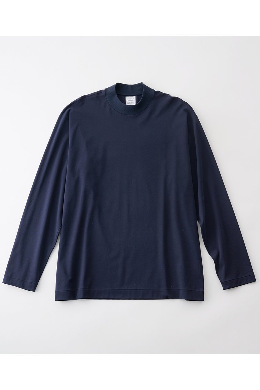 【グッド ピープル グッド ステッチング グッド プロダクト/GOOD PEOPLE GOOD STITCHING GOOD PRODUCT】の【UNISEX】モックネック ロングスリーブTシャツ インテリア・キッズ・メンズ・レディースファッション・服の通販 founy(ファニー) 　ファッション　Fashion　レディースファッション　Fashion for Women　トップス・カットソー　Cut & Sew Tops　シャツ・ブラウス・オフィスカジュアル　Elegant Blouses & Button-Ups　ロングTシャツ・Tシャツ　Longline T-Shirts & Tees　カットソー・ベーシックTシャツ　Cut-and-Sewn Tops / Stretch Tees & Basics　ユニセックス　Unisex, Genderless　インナー　Innerwear　スリーブ　Sleeve, Long Sleeve / Short Sleeve　モックネック　Mock Neck, Short Turtleneck　レギュラー　Regular, Standard Fit　ロング　Long, Long-Length　定番　Standard, Basic Item　新作・新入荷　New Arrivals / New In　ネイビー|ID: prp329100004686433 ipo3291000000033841574
