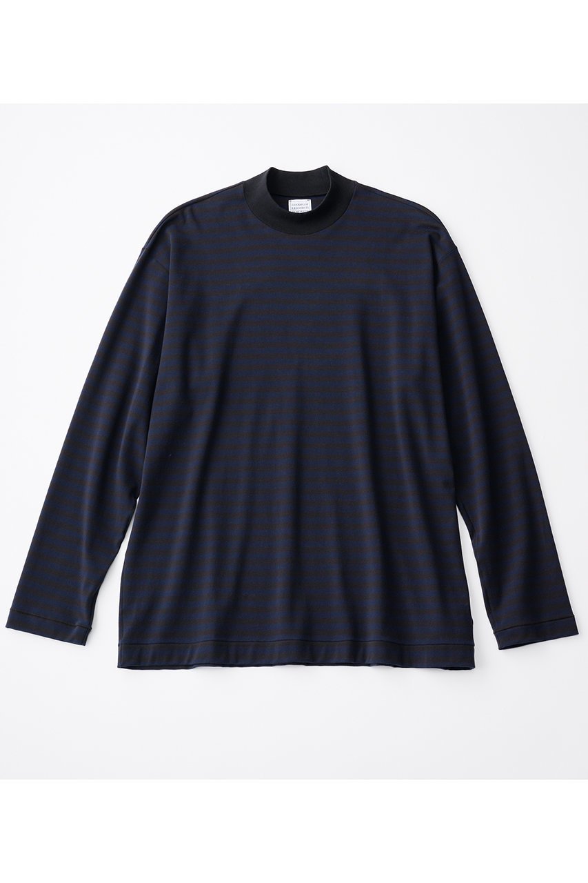 【グッド ピープル グッド ステッチング グッド プロダクト/GOOD PEOPLE GOOD STITCHING GOOD PRODUCT】の【UNISEX】モックネック ロングスリーブTシャツ インテリア・キッズ・メンズ・レディースファッション・服の通販 founy(ファニー) 　ファッション　Fashion　レディースファッション　Fashion for Women　トップス・カットソー　Cut & Sew Tops　シャツ・ブラウス・オフィスカジュアル　Elegant Blouses & Button-Ups　ロングTシャツ・Tシャツ　Longline T-Shirts & Tees　カットソー・ベーシックTシャツ　Cut-and-Sewn Tops / Stretch Tees & Basics　ユニセックス　Unisex, Genderless　インナー　Innerwear　スリーブ　Sleeve, Long Sleeve / Short Sleeve　モックネック　Mock Neck, Short Turtleneck　レギュラー　Regular, Standard Fit　ロング　Long, Long-Length　定番　Standard, Basic Item　新作・新入荷　New Arrivals / New In　ブラック×ネイビー|ID: prp329100004686433 ipo3291000000033841576