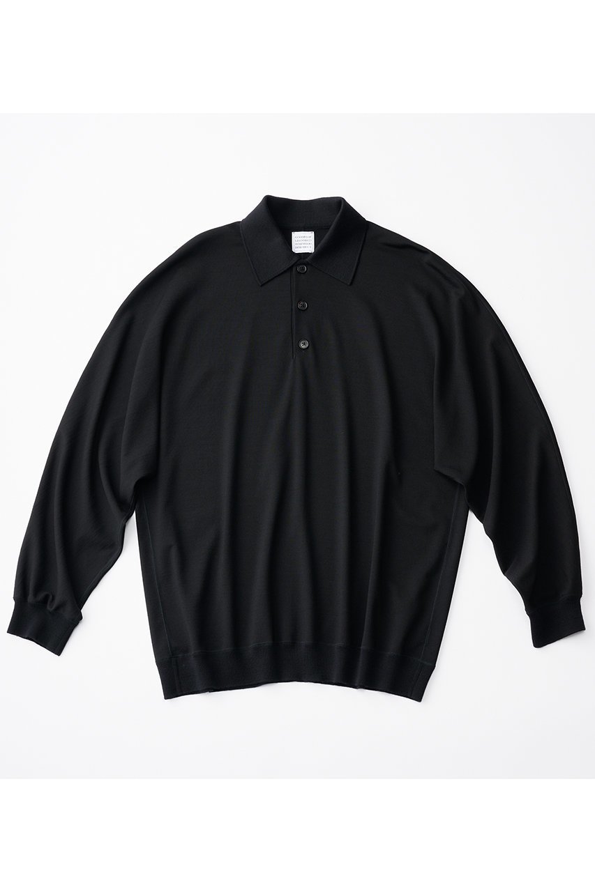 【グッド ピープル グッド ステッチング グッド プロダクト/GOOD PEOPLE GOOD STITCHING GOOD PRODUCT / MEN】の【MEN】Reduced Collar ドルマンスリーブ ニット ポロ インテリア・キッズ・メンズ・レディースファッション・服の通販 founy(ファニー) 　ファッション　Fashion　メンズファッション　Fashion for Men　トップス・カットソー　Cut & Sew Tops　ニット・セーター / 定番トップス　Knit Tops & Sweaters　ワーク　Workwear, Utility Style　新作・新入荷　New Arrivals / New In　ブラック|ID: prp329100004686442 ipo3291000000033841644