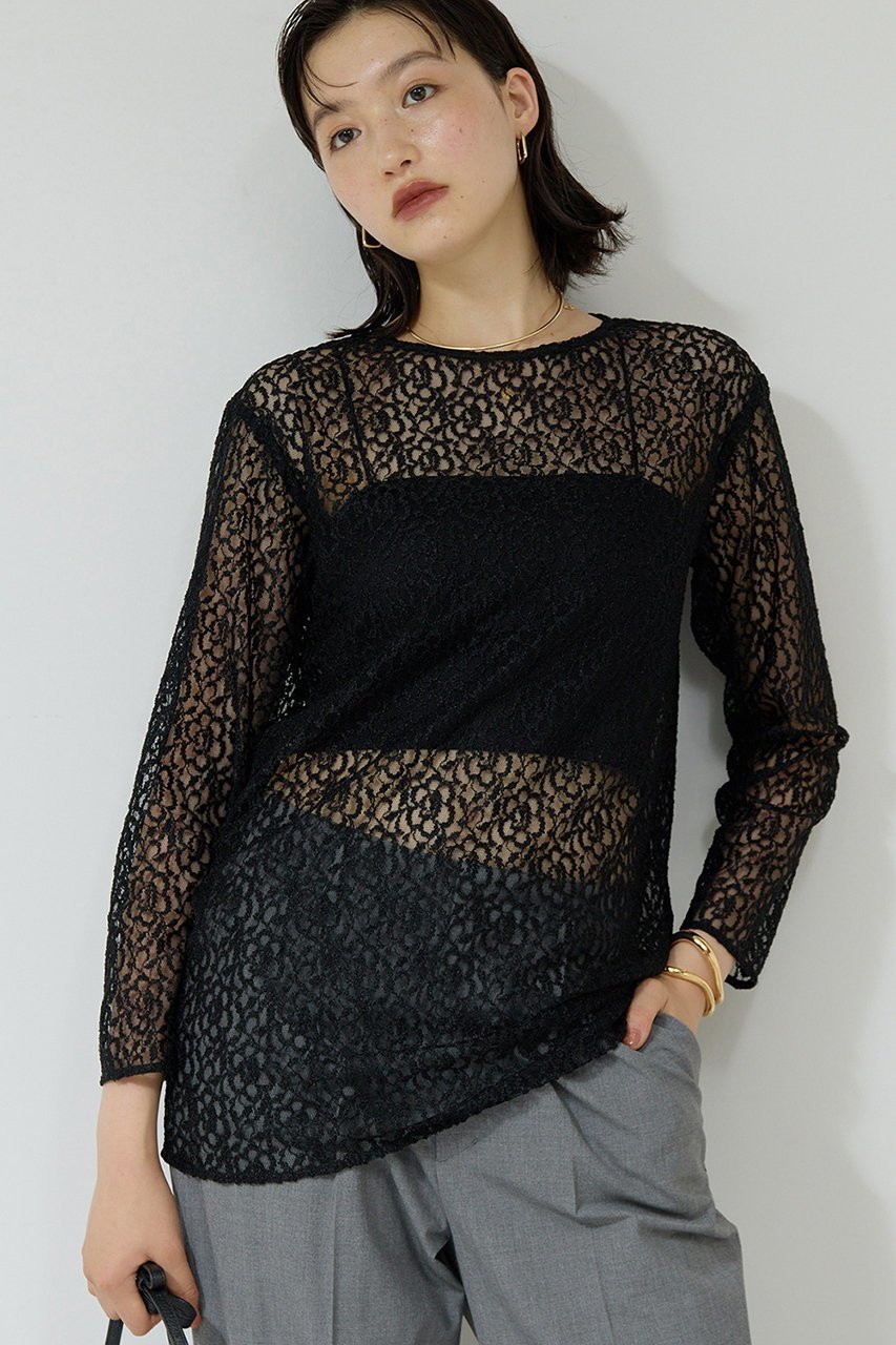 【ガリャルダガランテ/GALLARDAGALANTE】の【25th記念アイテム】レースロングプルオーバー 人気、トレンドファッション・服の通販 founy(ファニー) 　ファッション　Fashion　レディースファッション　Fashion for Women　トップス・カットソー　Cut & Sew Tops　シャツ・ブラウス・オフィスカジュアル　Elegant Blouses & Button-Ups　カジュアルプルオーバー・ニットトップス　Pullovers & Knit Tops / Casual Pullovers　コレクション　Collection, Seasonal Line　シンプル　Simple, Minimal　スリーブ　Sleeve, Long Sleeve / Short Sleeve　チュニック　Tunic, Long Top　デニム　Denim, Jeans Material　フェミニン　Feminine, Girly　レース　Lace, Lace Fabric　ロング　Long, Long-Length　エレガント 上品　Elegant　other-5|ID: prp329100004687901 ipo3291000000035747813