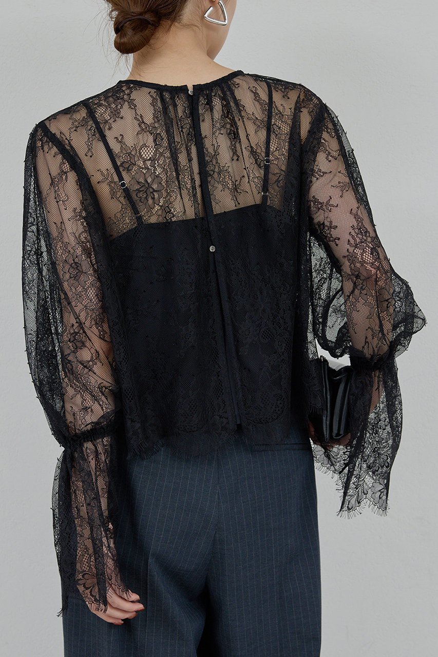 【ガリャルダガランテ/GALLARDAGALANTE】の【25th記念アイテム】レースフレアスリーブブラウス 人気、トレンドファッション・服の通販 founy(ファニー) 　ファッション　Fashion　レディースファッション　Fashion for Women　トップス・カットソー　Cut & Sew Tops　シャツ・ブラウス・オフィスカジュアル　Elegant Blouses & Button-Ups　おすすめ　Recommended / Our Picks　エレガント 上品　Elegant　オケージョン　Occasion Wear　コレクション　Collection, Seasonal Line　スリーブ　Sleeve, Long Sleeve / Short Sleeve　デニム　Denim, Jeans Material　バランス　Balance, Style Balance　フェミニン　Feminine, Girly　フレア　Flare, Flared　ボトム　Bottoms, Lower Wear　ミックス　Mix, Mixed Style　レース　Lace, Lace Fabric　ロング　Long, Long-Length　other-6|ID: prp329100004687902 ipo3291000000036101909