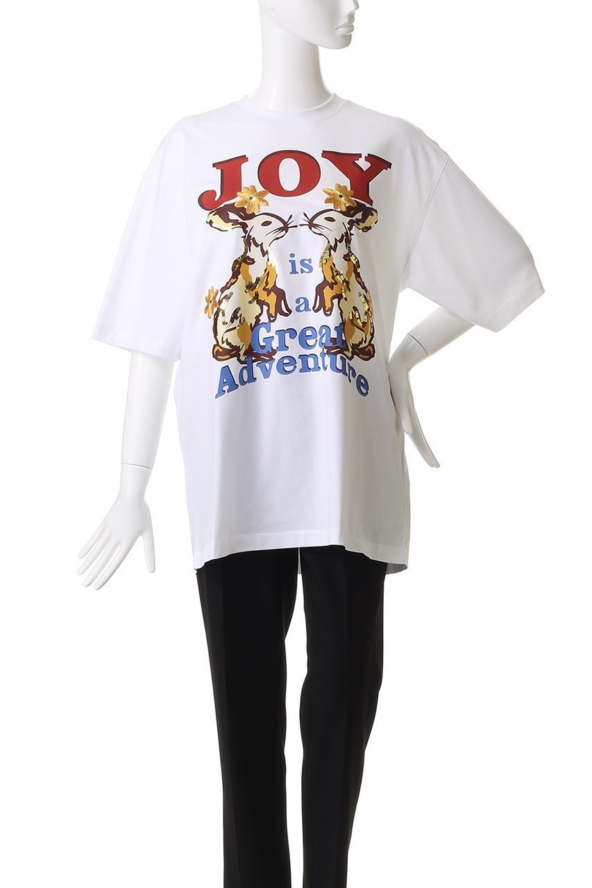 【スリーワン フィリップリム/3.1 Phillip Lim】のJOY IS A GREAT ADVENTURE Tシャツ 人気、トレンドファッション・服の通販 founy(ファニー) 　ファッション　Fashion　レディースファッション　Fashion for Women　トップス・カットソー　Cut & Sew Tops　シャツ・ブラウス・オフィスカジュアル　Elegant Blouses & Button-Ups　ロングTシャツ・Tシャツ　Longline T-Shirts & Tees　カットソー・ベーシックTシャツ　Cut-and-Sewn Tops / Stretch Tees & Basics　ショート　Short, Short Length　スラックス　Slacks, Dress Pants　スリーブ　Sleeve, Long Sleeve / Short Sleeve　デニム　Denim, Jeans Material　プリント　Print, Printed Pattern　リラックス　Relax, Relaxed Fit　新作・新入荷　New Arrivals / New In　other-2|ID: prp329100004687908 ipo3291000000033852499
