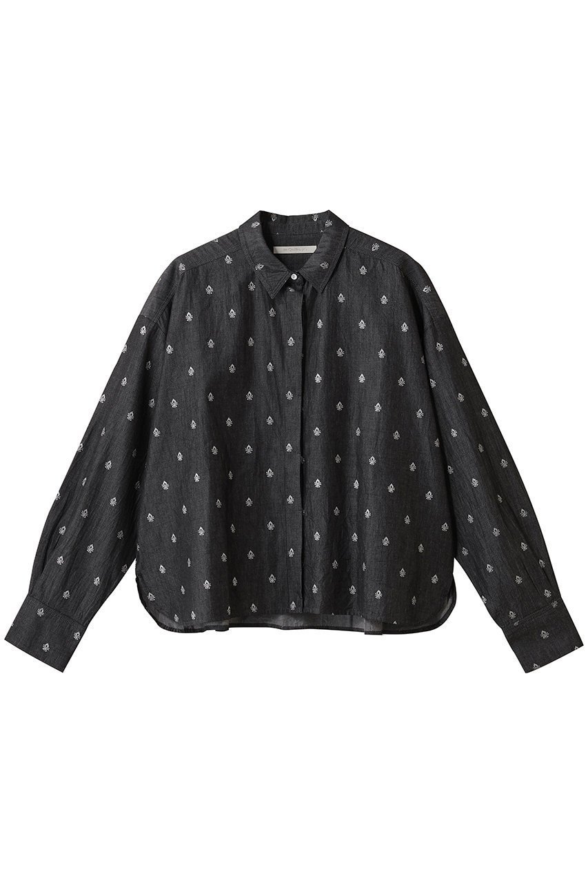【ヌキテパ/NE QUITTEZ PAS】のDENIM FOIL PRINT シャツ インテリア・キッズ・メンズ・レディースファッション・服の通販 founy(ファニー) 　ファッション　Fashion　レディースファッション　Fashion for Women　トップス・カットソー　Cut & Sew Tops　シャツ・ブラウス・オフィスカジュアル　Elegant Blouses & Button-Ups　シャンブレー　Chambray, Denim-Like Fabric　シルバー　Silver, Metallic Silver　スリーブ　Sleeve, Long Sleeve / Short Sleeve　デニム　Denim, Jeans Material　バランス　Balance, Style Balance　プリント　Print, Printed Pattern　ロング　Long, Long-Length　ワイド　Wide, Wide Fit　新作・新入荷　New Arrivals / New In　羽織　Haori, Light Jacket　ブラック|ID: prp329100004687909 ipo3291000000033852507