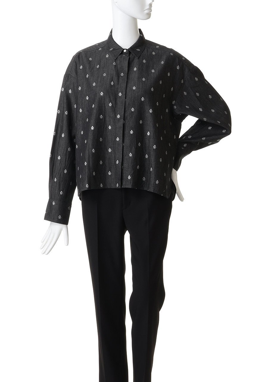 【ヌキテパ/NE QUITTEZ PAS】のDENIM FOIL PRINT シャツ 人気、トレンドファッション・服の通販 founy(ファニー) 　ファッション　Fashion　レディースファッション　Fashion for Women　トップス・カットソー　Cut & Sew Tops　シャツ・ブラウス・オフィスカジュアル　Elegant Blouses & Button-Ups　シャンブレー　Chambray, Denim-Like Fabric　シルバー　Silver, Metallic Silver　スリーブ　Sleeve, Long Sleeve / Short Sleeve　デニム　Denim, Jeans Material　バランス　Balance, Style Balance　プリント　Print, Printed Pattern　ロング　Long, Long-Length　ワイド　Wide, Wide Fit　新作・新入荷　New Arrivals / New In　羽織　Haori, Light Jacket　other-2|ID: prp329100004687909 ipo3291000000033852508