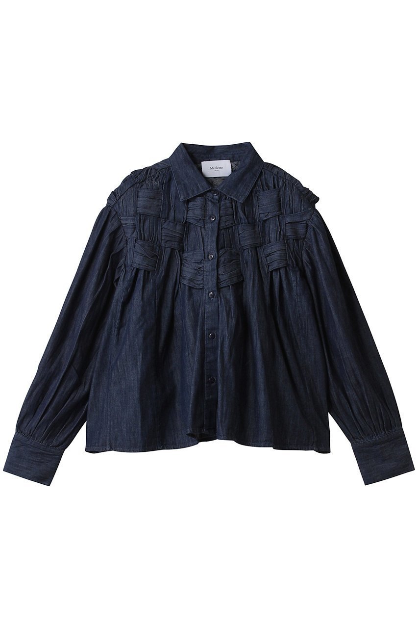 【マーレット/MERLETTE】のGEORGICA クロップドデニムボタンダウンシャツ 人気、トレンドファッション・服の通販 founy(ファニー) 　ファッション　Fashion　レディースファッション　Fashion for Women　トップス・カットソー　Cut & Sew Tops　シャツ・ブラウス・オフィスカジュアル　Elegant Blouses & Button-Ups　クロップド　Cropped, Short Length　ショルダー　Shoulder, Shoulder Strap　スリーブ　Sleeve, Long Sleeve / Short Sleeve　ダウン　Down, Puffer　デニム　Denim, Jeans Material　ドロップ　Drop Shoulder, Dropped Style　バランス　Balance, Style Balance　ロング　Long, Long-Length　エレガント 上品　Elegant　羽織　Haori, Light Jacket　 other-1|ID: prp329100004687924 ipo3291000000035381117