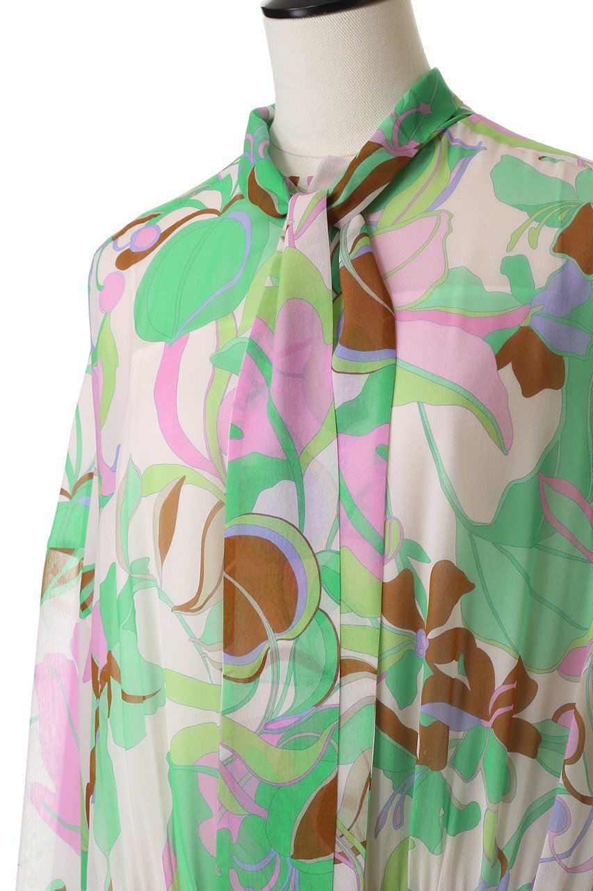 【ブラミンク/BLAMINK】のフラワープリントリボンワンピース 人気、トレンドファッション・服の通販 founy(ファニー) 　ファッション　Fashion　レディースファッション　Fashion for Women　ワンピース　Dresses　チュニック　Tunic Tops & Dresses　チュニック　Tunic, Long Top　フラワー　Flower, Floral　フレア　Flare, Flared　プリント　Print, Printed Pattern　リボン　Ribbon, Bow　エレガント 上品　Elegant　新作・新入荷　New Arrivals / New In　other-5|ID: prp329100004687928 ipo3291000000033852660