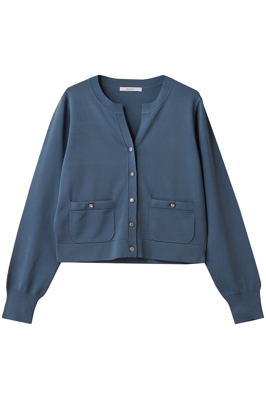 【アナイ/ANAYI】のアソートビジュー釦ポケットカーディガン インテリア・キッズ・メンズ・レディースファッション・服の通販 founy(ファニー) 　ファッション　Fashion　レディースファッション　Fashion for Women　トップス・カットソー　Cut & Sew Tops　ニット　Knit Tops & Sweaters　カーディガン・羽織り　Layered Style Cardigans　カーディガン　Cardigan, Knitwear　ショート　Short, Short Length　トレンド　Trend, Trending Now　ファブリック　Fabric, Textile　ポケット　Pocket, Pocket Detail　エレガント 上品　Elegant　ブルー|ID: prp329100004687933 ipo3291000000036008004