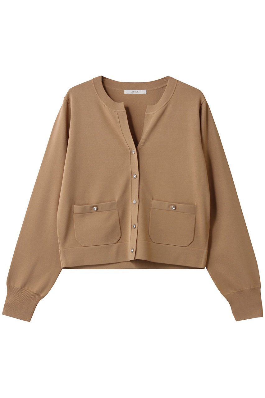 【アナイ/ANAYI】のアソートビジュー釦ポケットカーディガン インテリア・キッズ・メンズ・レディースファッション・服の通販 founy(ファニー) 　ファッション　Fashion　レディースファッション　Fashion for Women　トップス・カットソー　Cut & Sew Tops　ニット　Knit Tops & Sweaters　カーディガン・羽織り　Layered Style Cardigans　カーディガン　Cardigan, Knitwear　ショート　Short, Short Length　トレンド　Trend, Trending Now　ファブリック　Fabric, Textile　ポケット　Pocket, Pocket Detail　エレガント 上品　Elegant　ベージュ|ID: prp329100004687933 ipo3291000000036764318