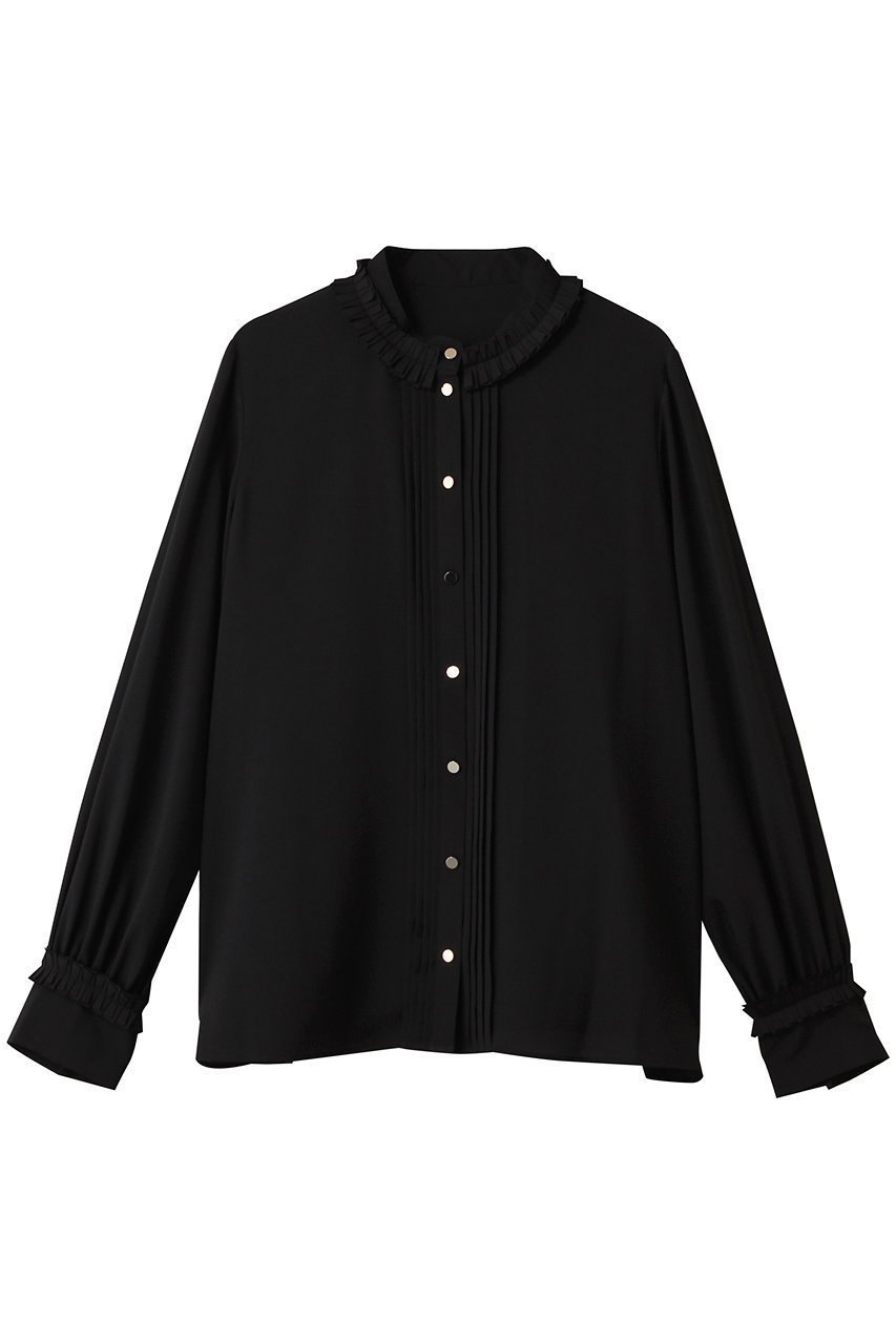 【アナイ/ANAYI】のポリデシンプリーツディテールブラウス インテリア・キッズ・メンズ・レディースファッション・服の通販 founy(ファニー) 　ファッション　Fashion　レディースファッション　Fashion for Women　トップス・カットソー　Cut & Sew Tops　シャツ・ブラウス・オフィスカジュアル　Elegant Blouses & Button-Ups　クラシカル　Classical, Vintage-Inspired　スリーブ　Sleeve, Long Sleeve / Short Sleeve　セレモニー　Ceremony　ファブリック　Fabric, Textile　プリーツ　Pleats, Pleated　リュクス　Luxury, Elegant, High-End, Chic　ロング　Long, Long-Length　エレガント 上品　Elegant　ブラック|ID: prp329100004687934 ipo3291000000036008014