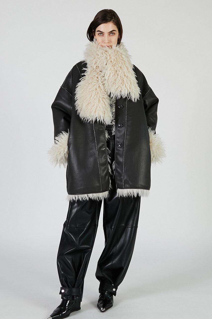 【プランク プロジェクト/PRANK PROJECT】のリバーシブルファーコート / Reversible Fur Coat 人気、トレンドファッション・服の通販 founy(ファニー) 　ファッション　Fashion　レディースファッション　Fashion for Women　アウター　Coat / Outerwear Collection　コート・ロングコート・ピーコート　Long Coats, Peacoats & More　ウェーブ　Wavy Pattern　カーディガン　Cardigan, Knitwear　フェイクレザー　Faux Leather, PU Leather　マフラー　Scarf, Muffler　リバーシブル　Reversible, Two-Sided　ロング　Long, Long-Length　新作・新入荷　New Arrivals / New In　other-6|ID: prp329100004687940 ipo3291000000033852796