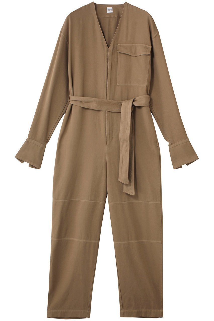 【バウト/BOWTE】のFINE COUNT COTTON PIECE DYE ALL IN ONE/オールインワン インテリア・キッズ・メンズ・レディースファッション・服の通販 founy(ファニー) 　ファッション　Fashion　レディースファッション　Fashion for Women　パンツ　Pants & Trousers　おすすめ　Recommended / Our Picks　イヤリング　Earrings　フラップ　Flap, Flap Pocket　ポケット　Pocket, Pocket Detail　ロング　Long, Long-Length　モカ|ID: prp329100004687941 ipo3291000000036227183