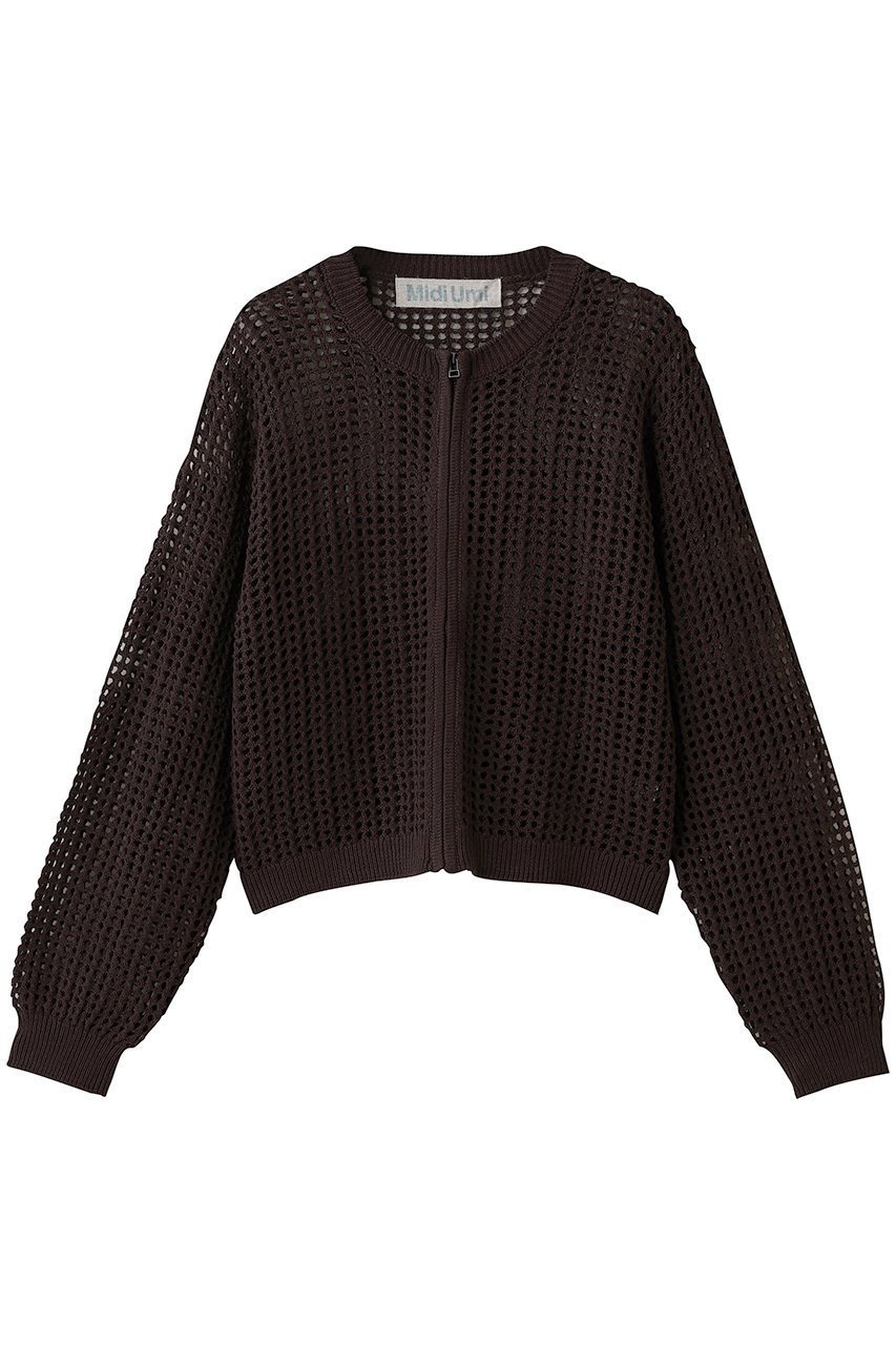 【ミディウミ/MidiUmi】のmesh knit zip CD カーディガン インテリア・キッズ・メンズ・レディースファッション・服の通販 founy(ファニー) 　ファッション　Fashion　レディースファッション　Fashion for Women　トップス・カットソー　Cut & Sew Tops　ニット　Knit Tops & Sweaters　カーディガン・羽織り　Layered Style Cardigans　カーディガン　Cardigan, Knitwear　キャミソール　Camisole, Spaghetti Strap Top　トレンド　Trend, Trending Now　メッシュ　Mesh, Net Fabric　夏　Summer　brown|ID: prp329100004689228 ipo3291000000035986209